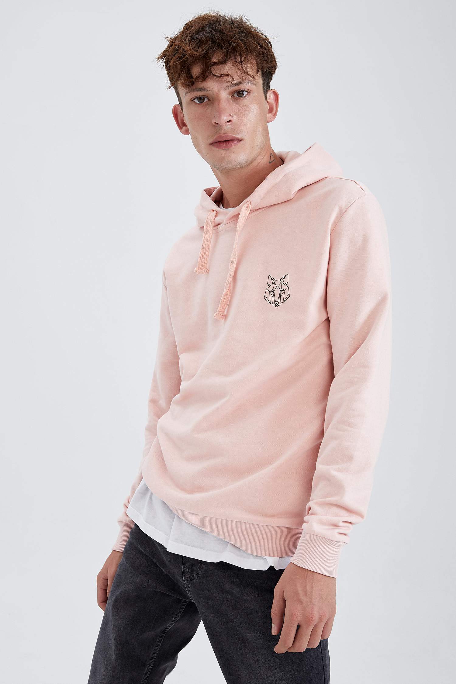 Oversize Fit Kapüşonlu Sırt Baskılı Sweatshirt