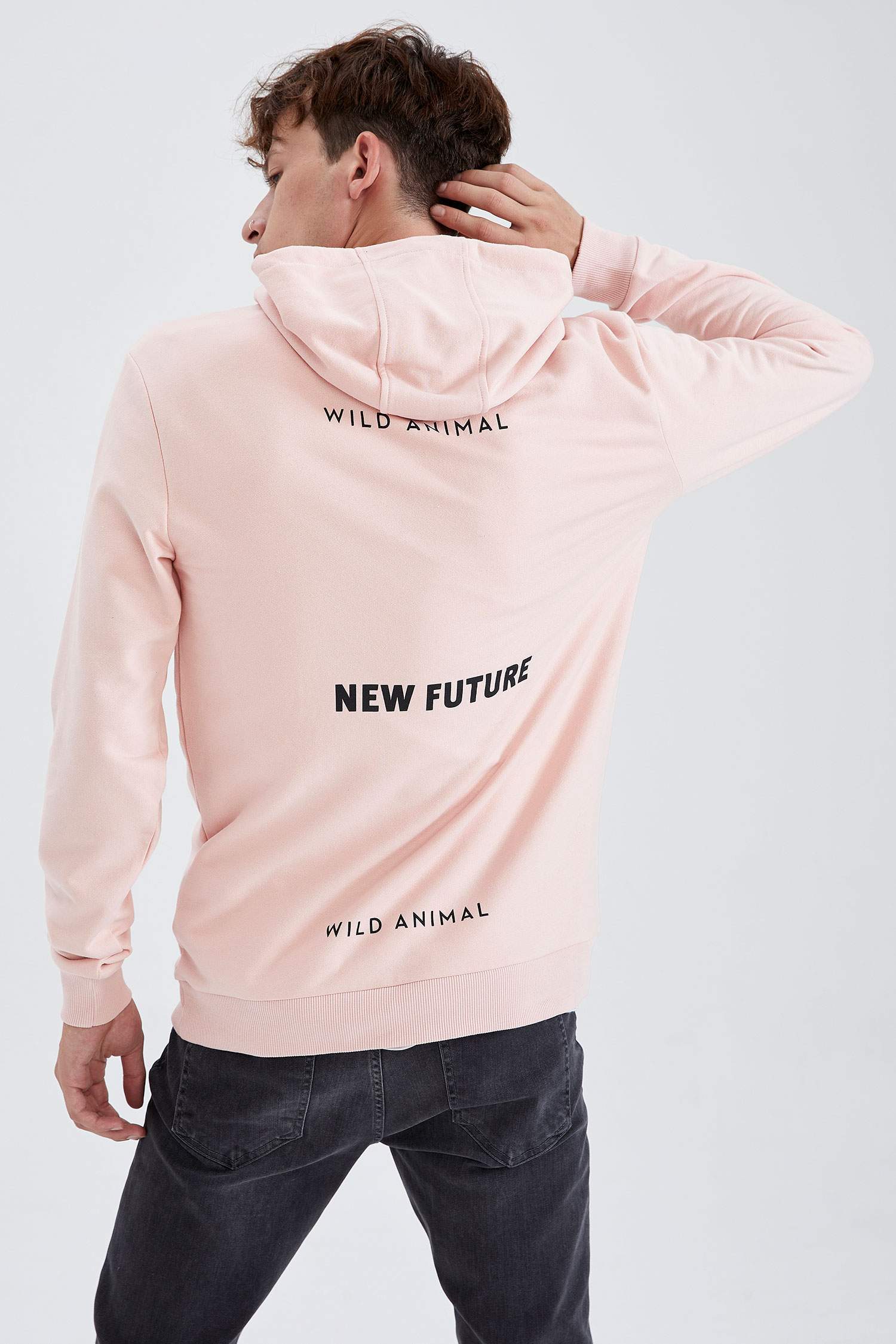 Oversize Fit Kapüşonlu Sırt Baskılı Sweatshirt