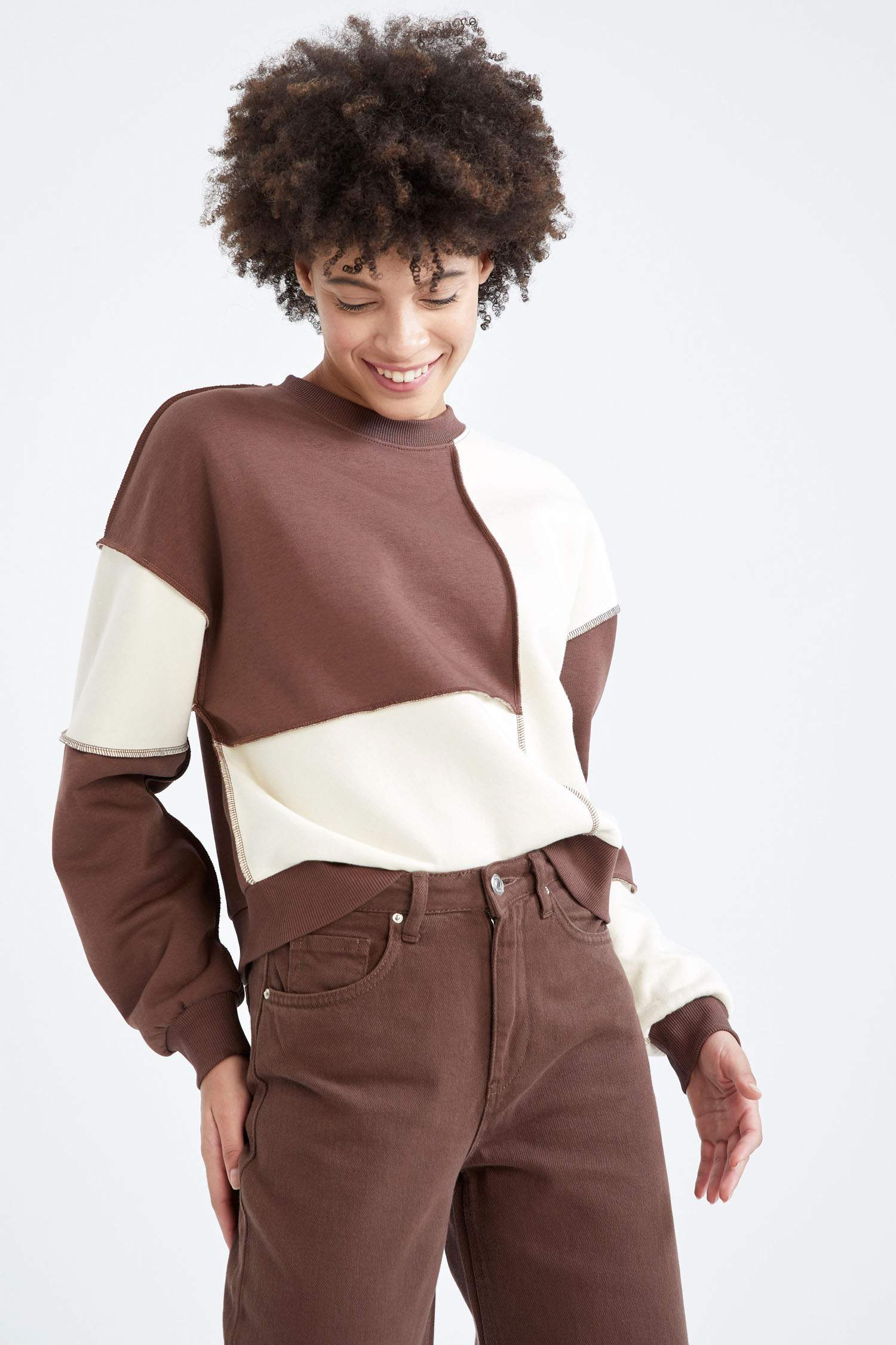 Regular Fit Bisiklet Yaka Uzun Kollu Sweatshirt