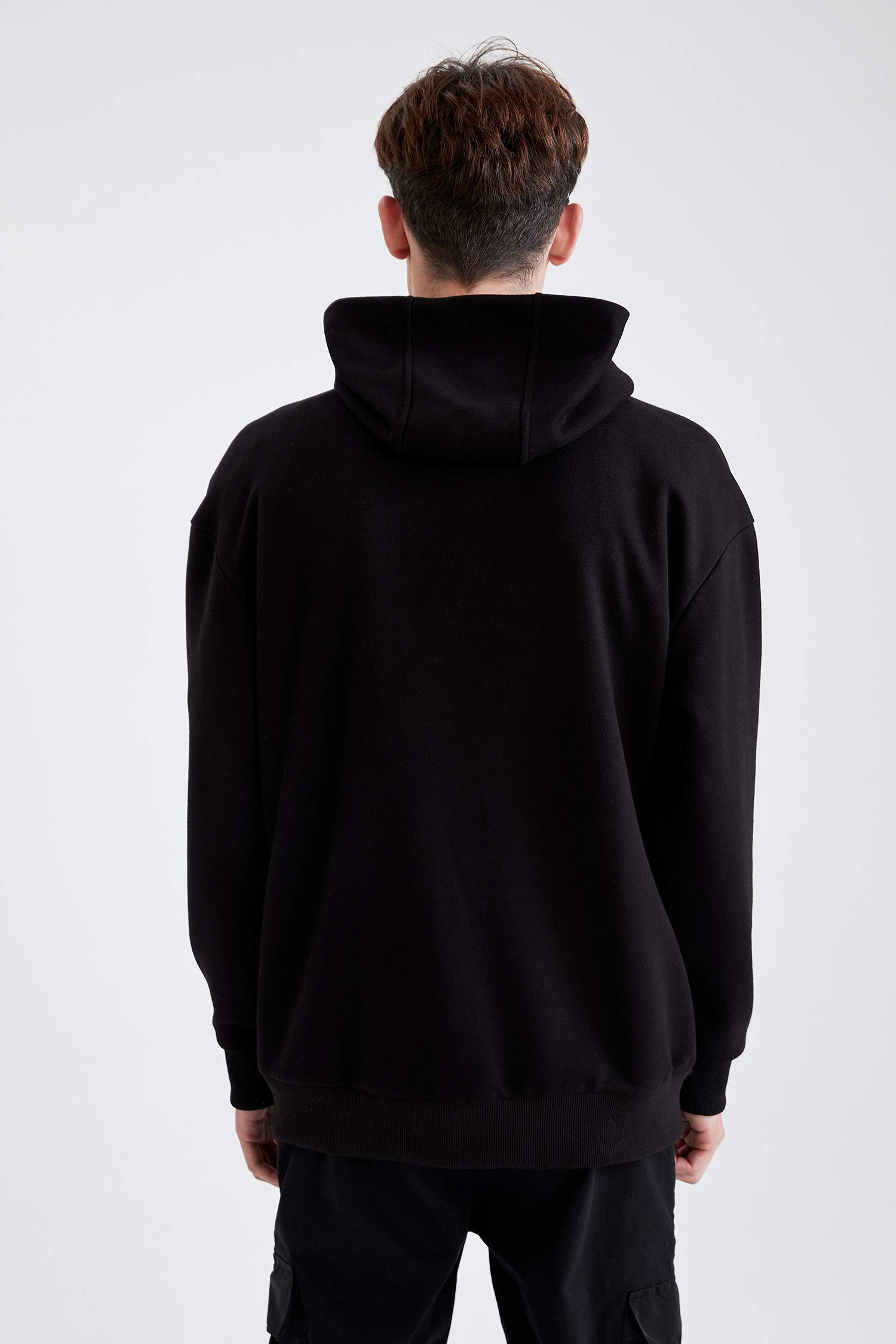 Oversize Fit Kapüşonlu Baskılı Uzun Kollu Sweatshirt