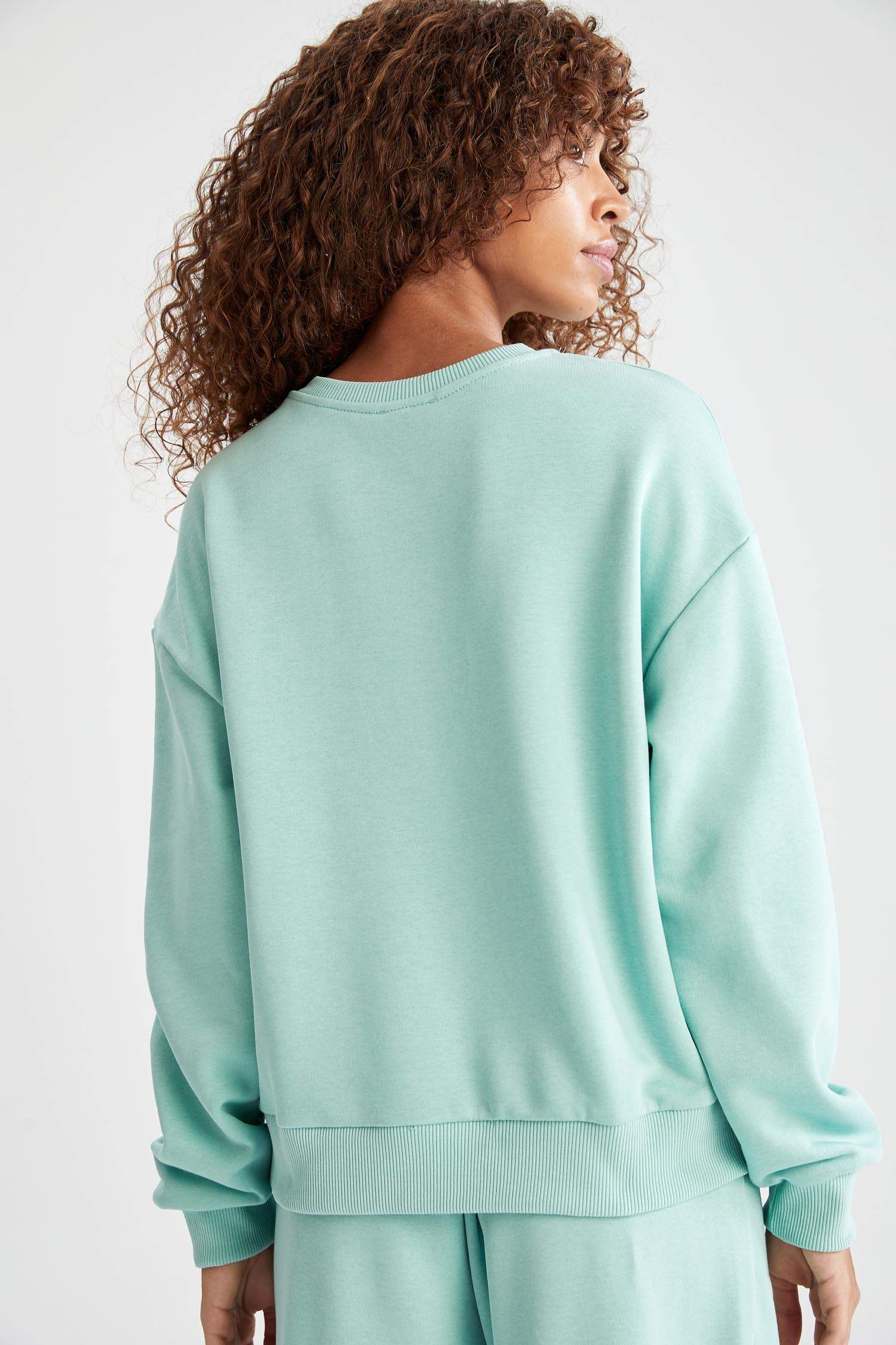 Hayvan Desenli Oversize Bisiklet Yaka Uzun Kollu Sweatshirt