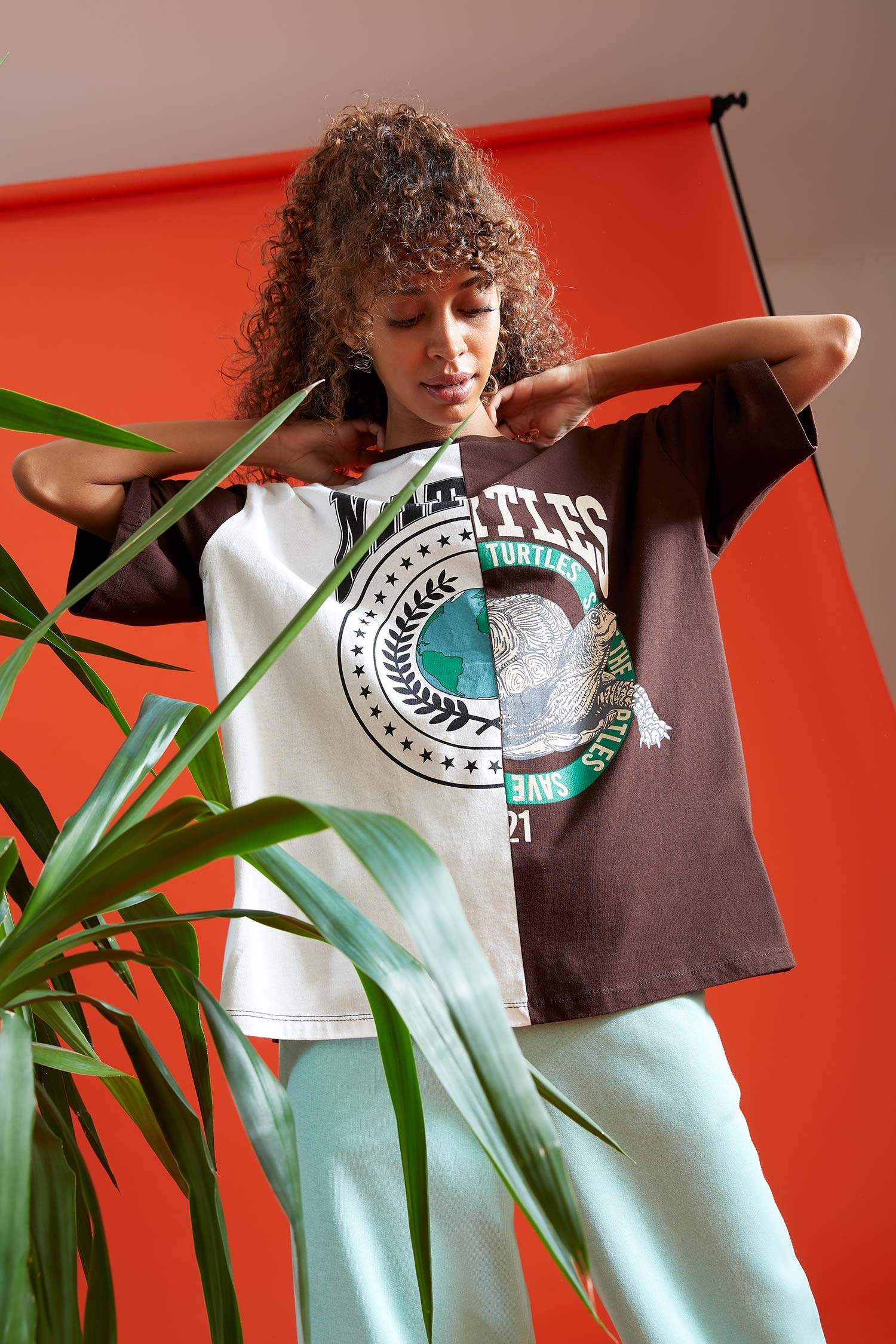 Oversize Fit Baskılı Kısa Kollu Tişört