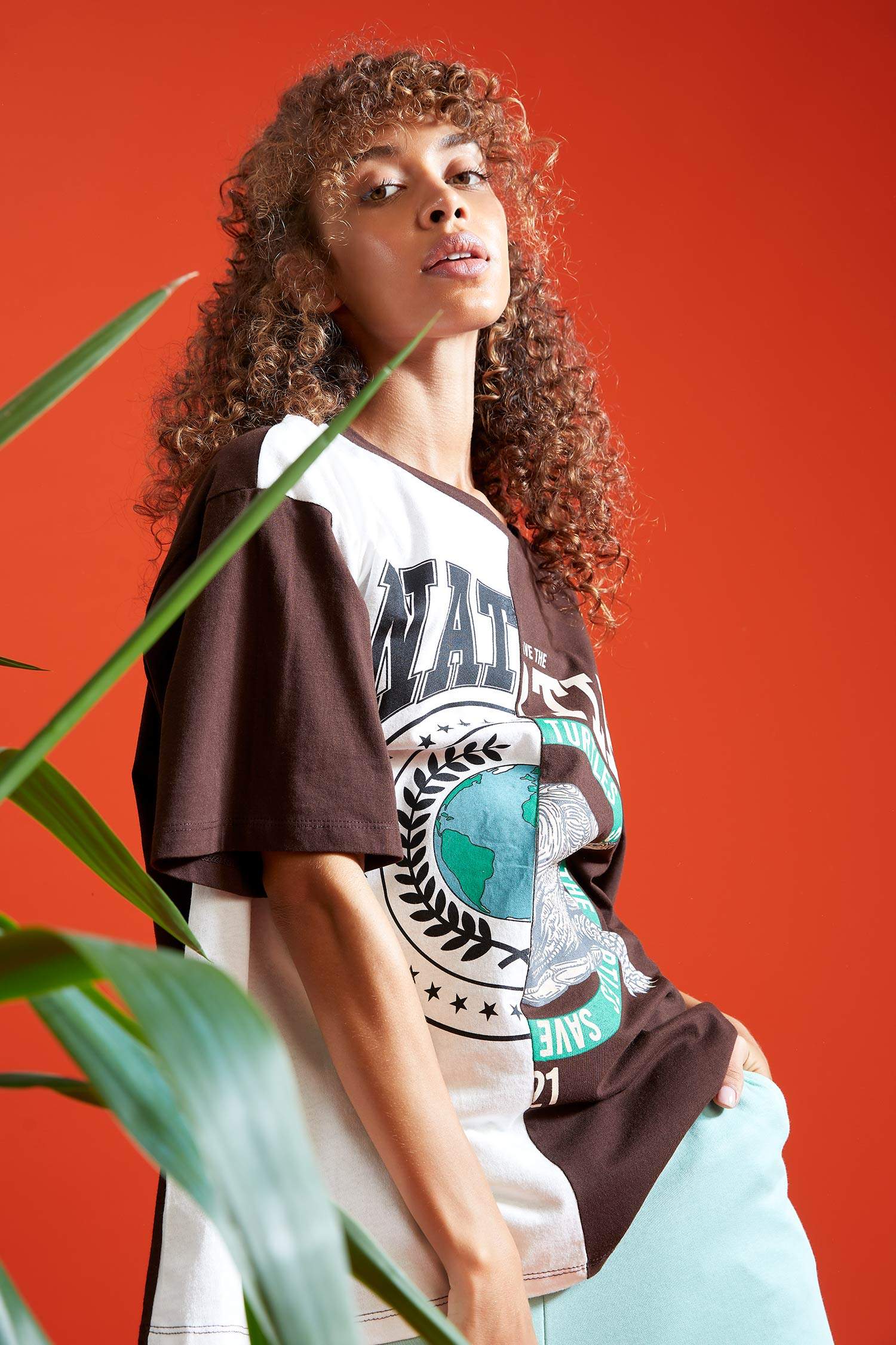 Oversize Fit Baskılı Kısa Kollu Tişört