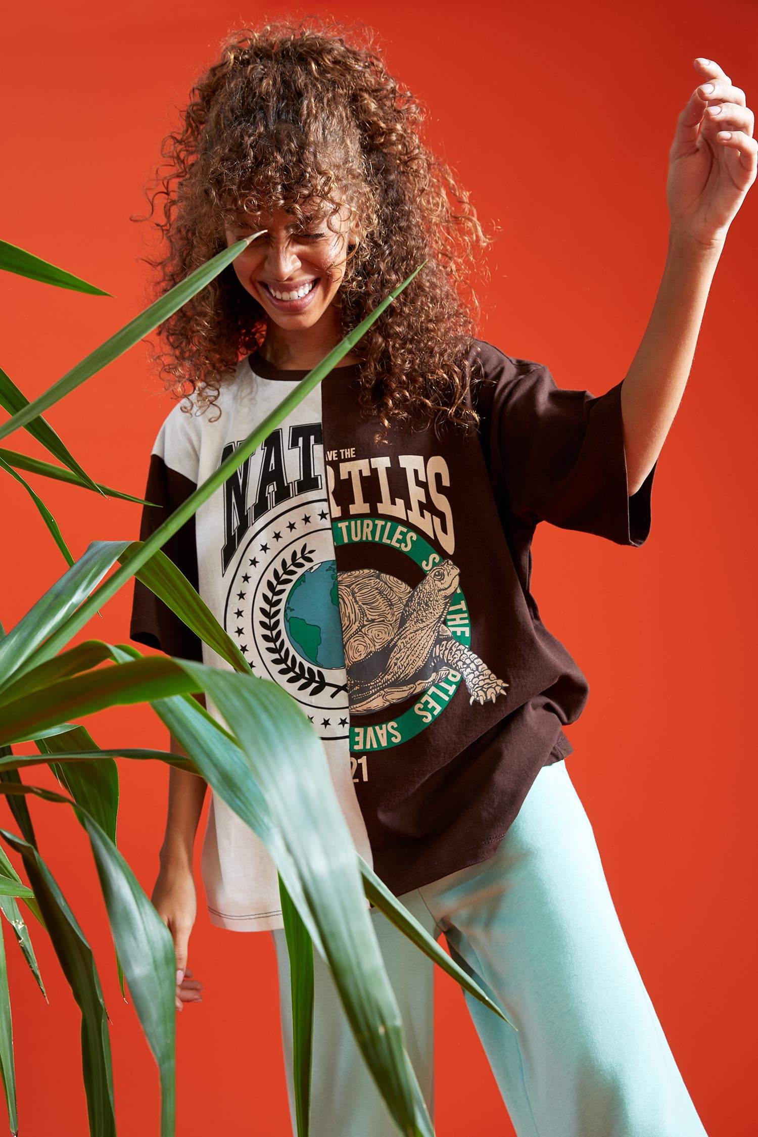 Oversize Fit Baskılı Kısa Kollu Tişört