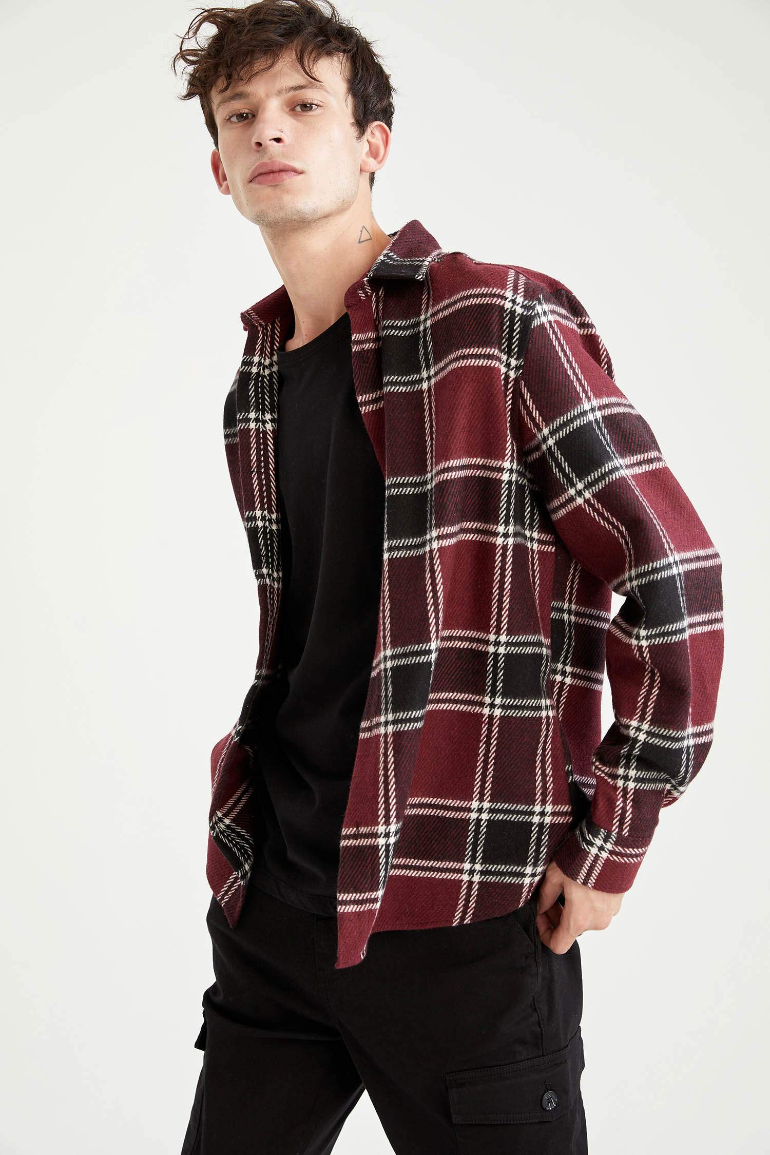 Regular Fit Ekose Desenli Uzun Kollu Oduncu Gömlek