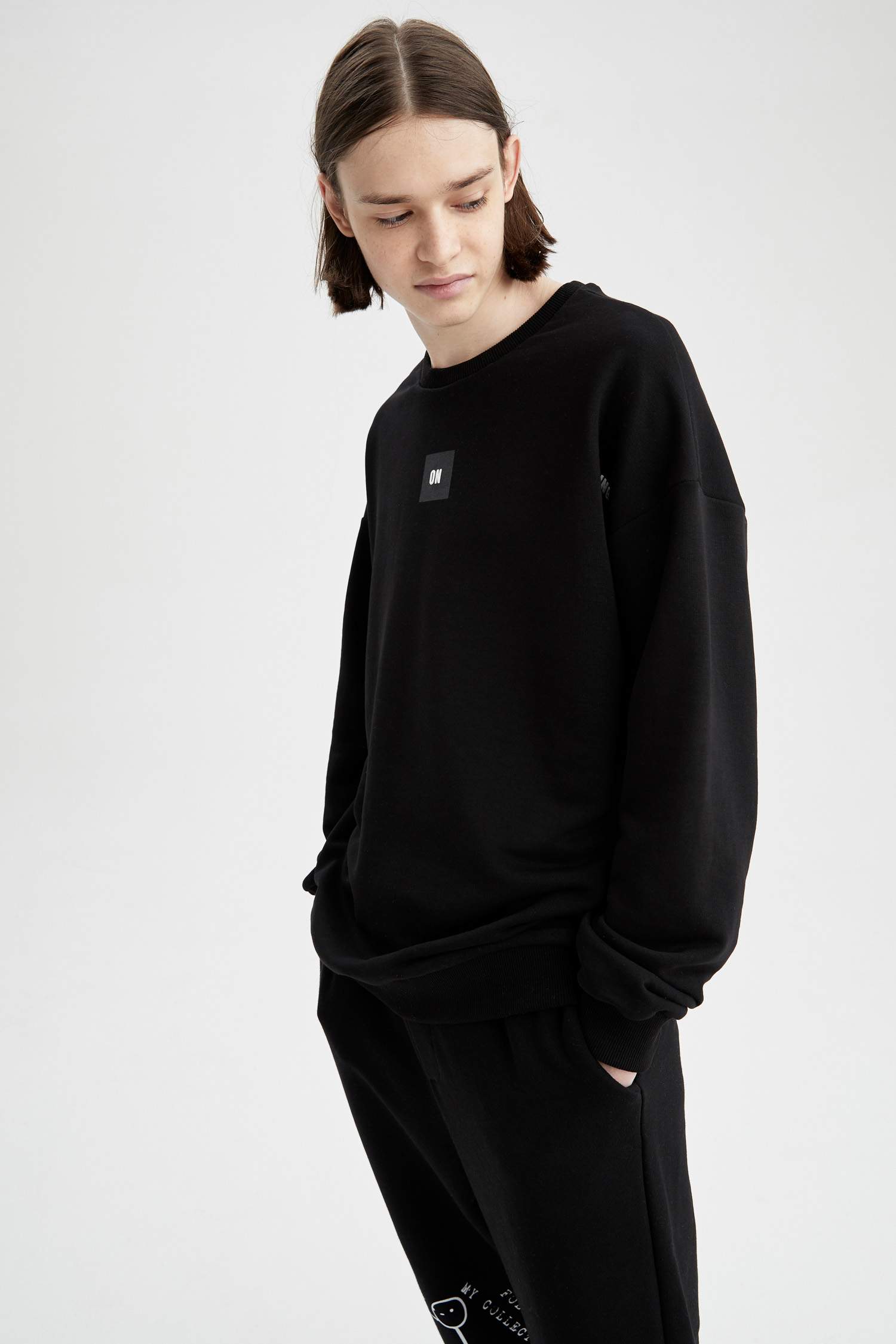 Coool Oversize Fit Bisiklet Yaka Sırt Baskılı Uzun Kollu Sweatshirt