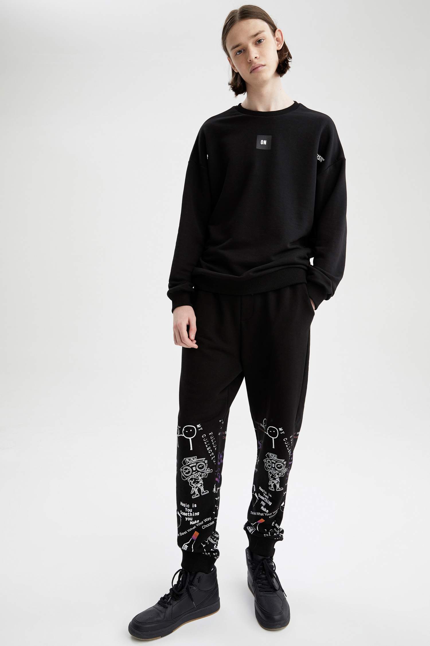 Coool Oversize Fit Bisiklet Yaka Sırt Baskılı Uzun Kollu Sweatshirt