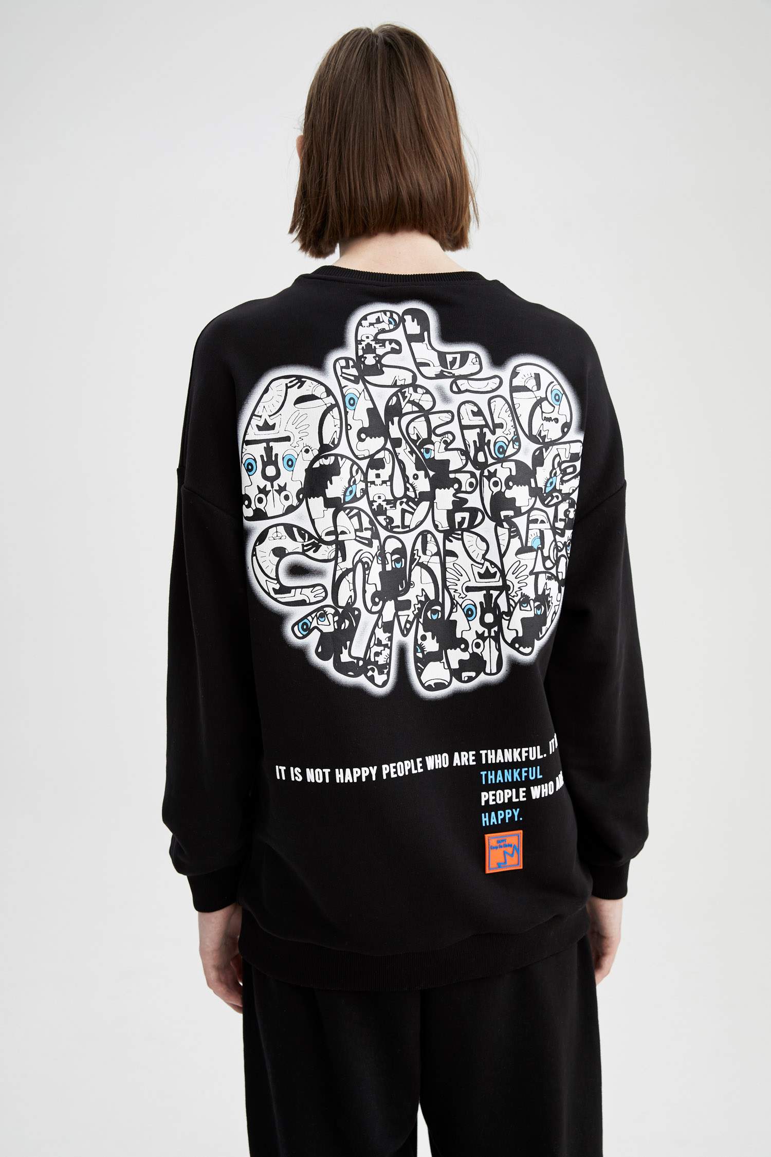 Coool Oversize Fit Bisiklet Yaka Sırt Baskılı Uzun Kollu Sweatshirt