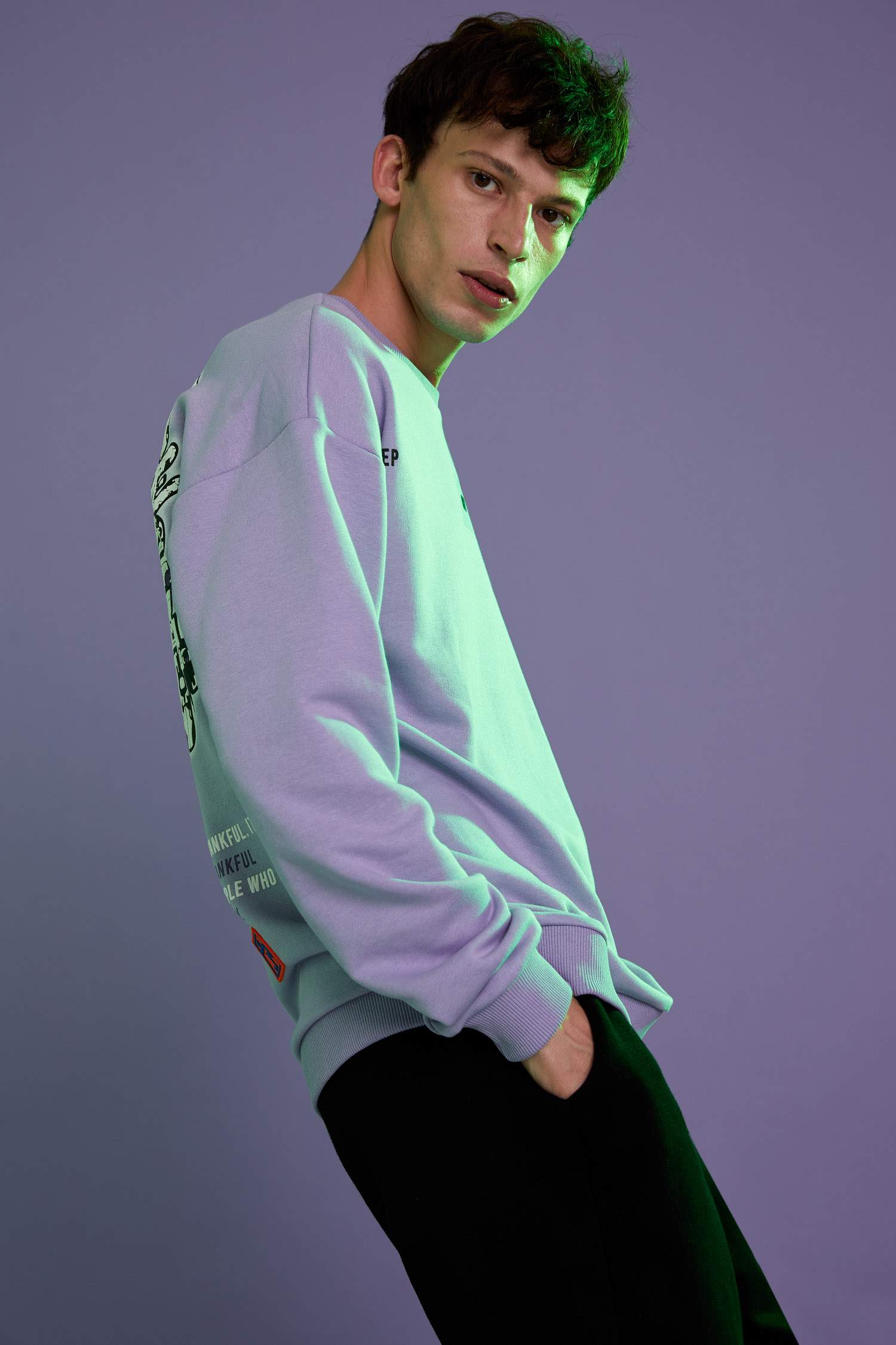 Coool Oversize Fit Bisiklet Yaka Sırt Baskılı Uzun Kollu Sweatshirt
