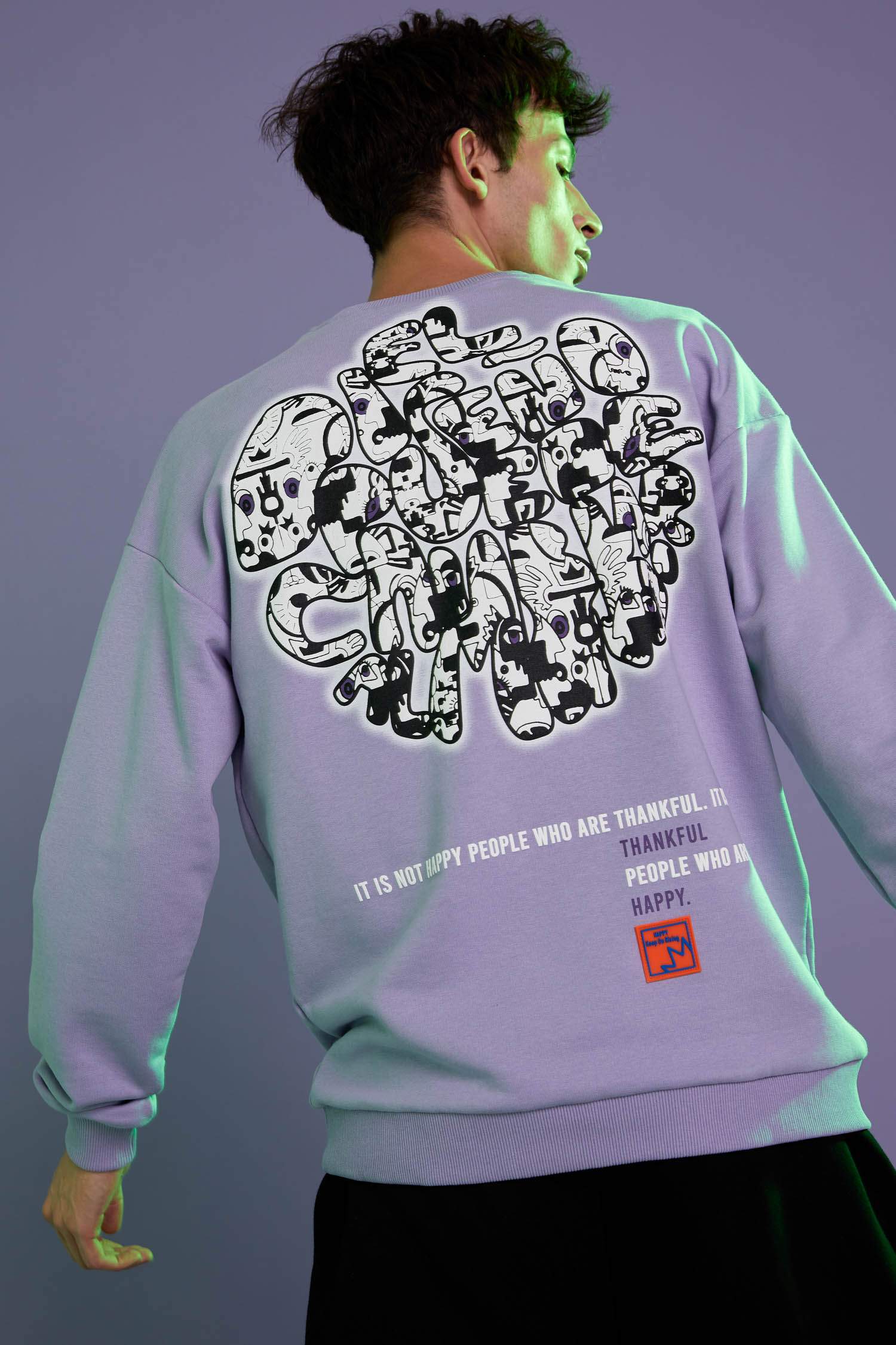 Coool Oversize Fit Bisiklet Yaka Sırt Baskılı Uzun Kollu Sweatshirt