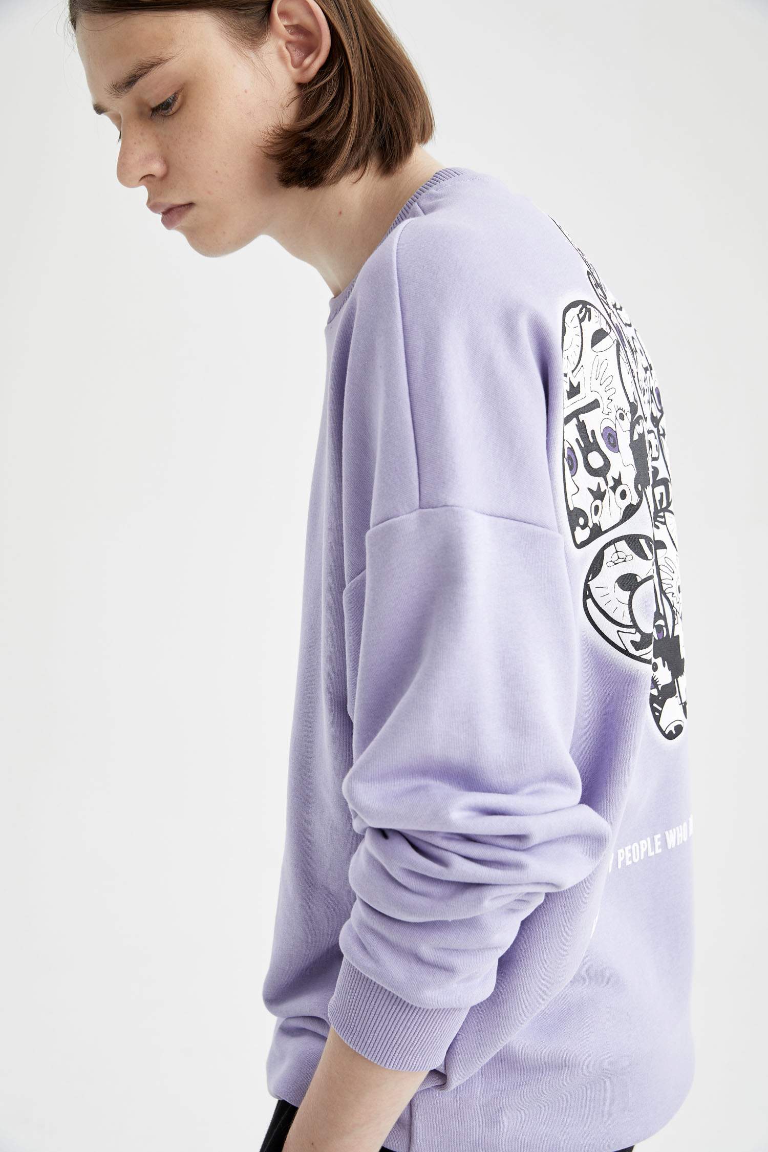 Coool Oversize Fit Bisiklet Yaka Sırt Baskılı Uzun Kollu Sweatshirt