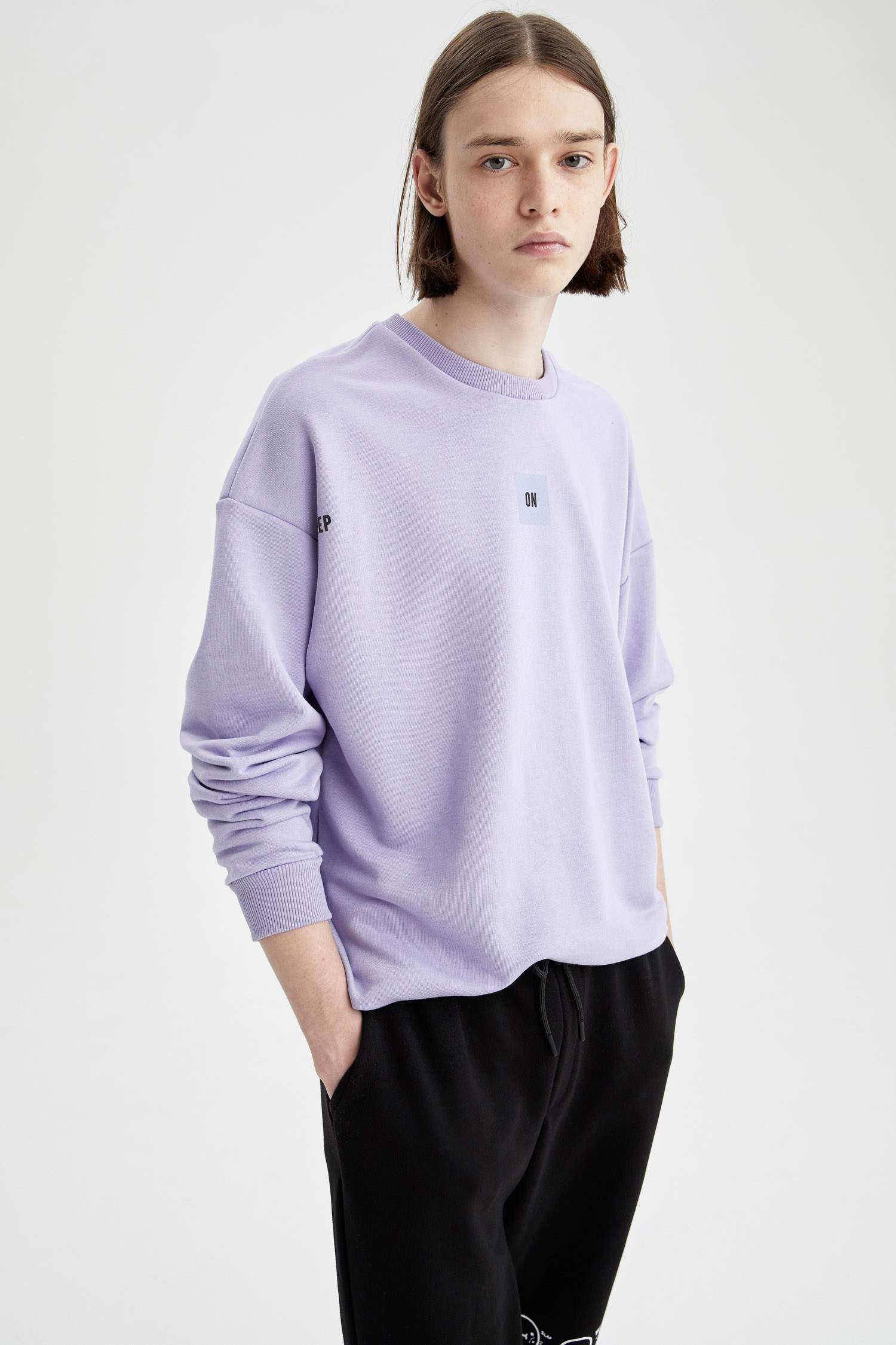 Coool Oversize Fit Bisiklet Yaka Sırt Baskılı Uzun Kollu Sweatshirt