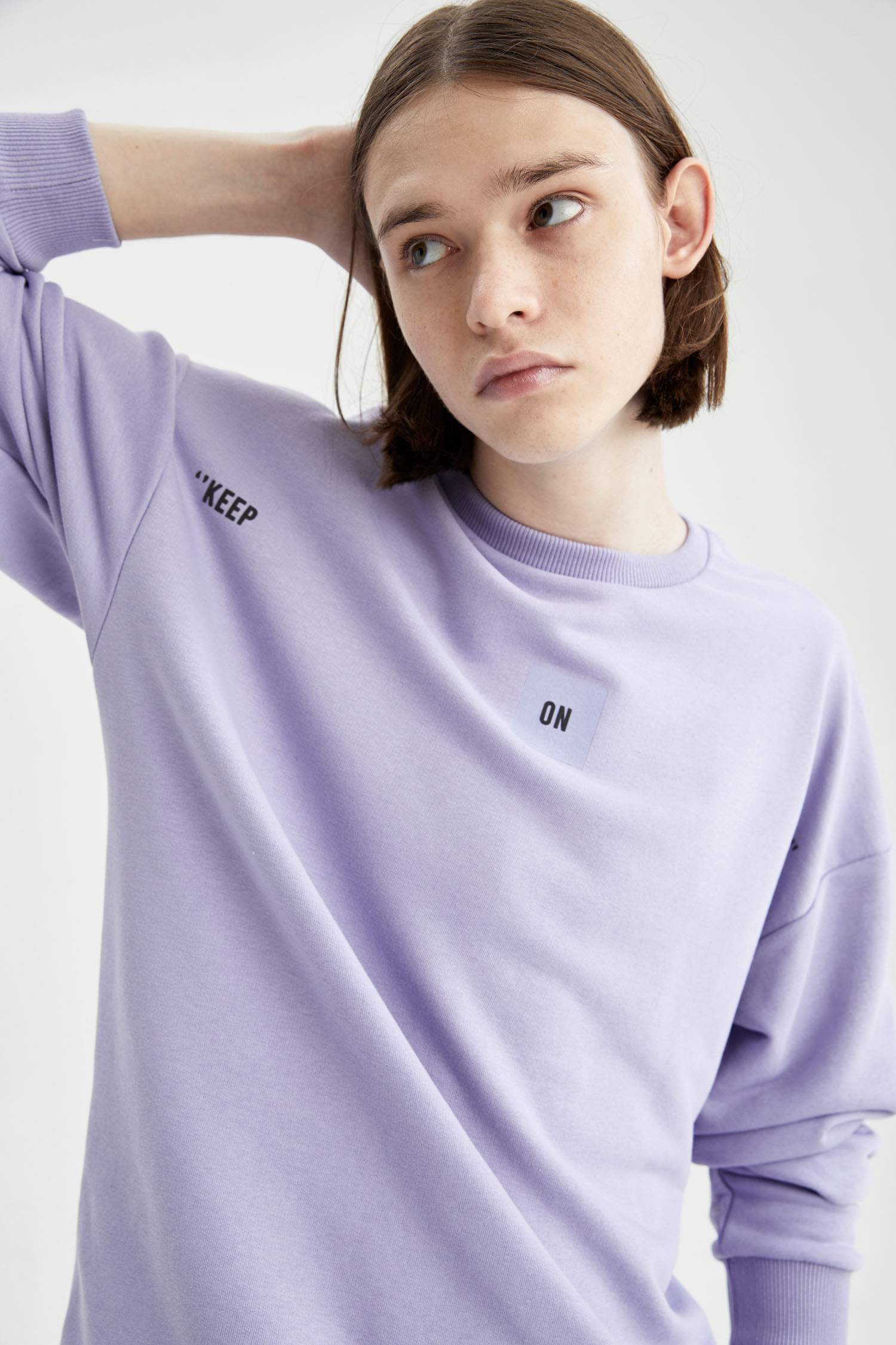 Coool Oversize Fit Bisiklet Yaka Sırt Baskılı Uzun Kollu Sweatshirt