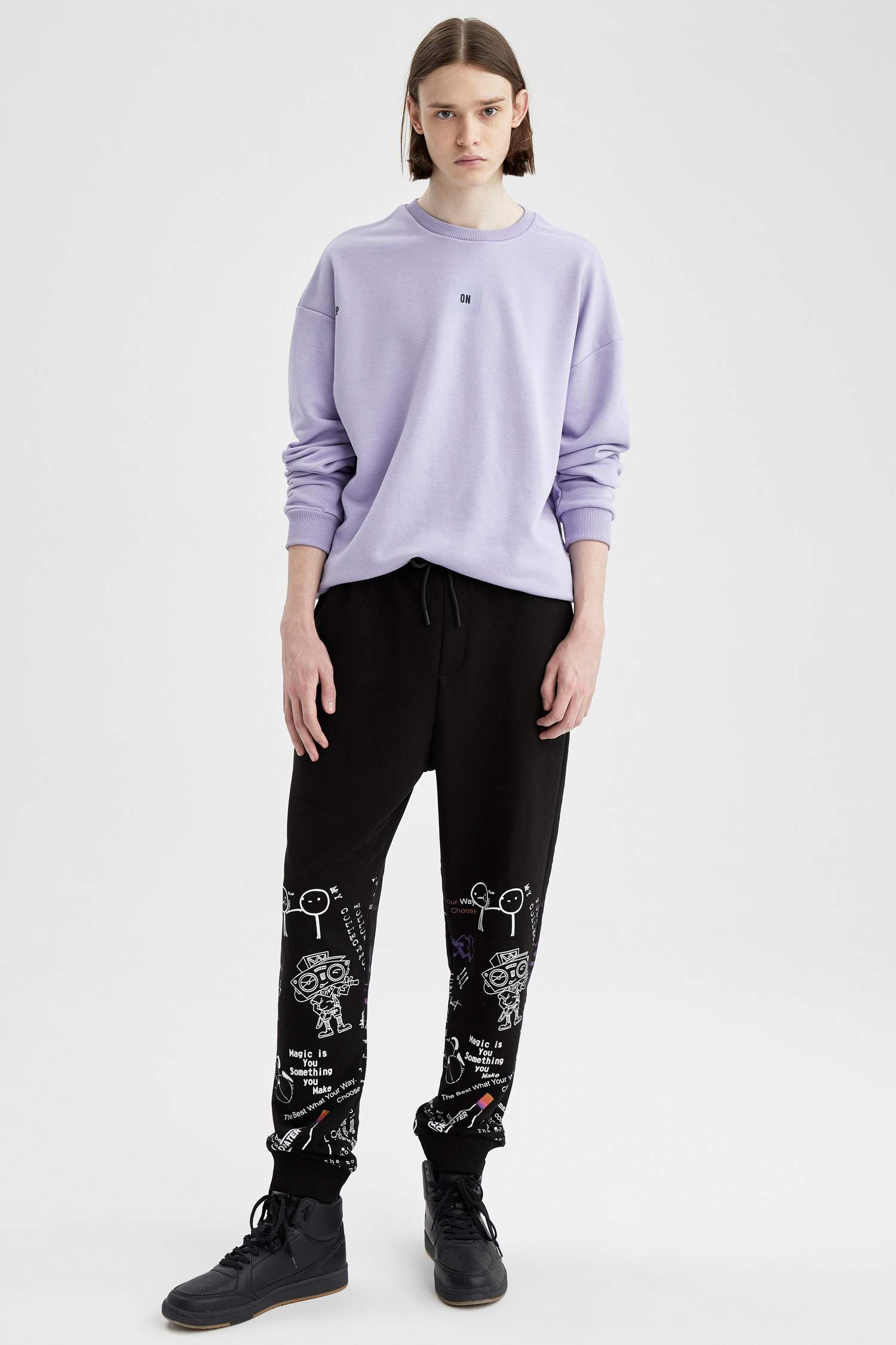 Coool Oversize Fit Bisiklet Yaka Sırt Baskılı Uzun Kollu Sweatshirt