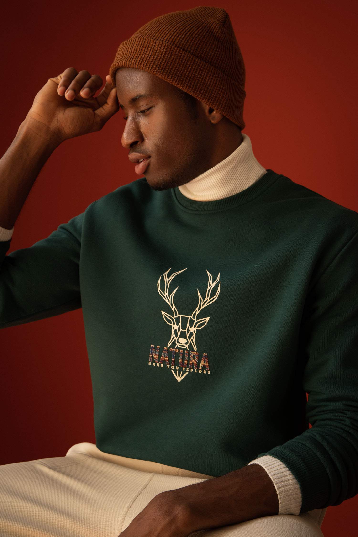 Relax Fit Bisiklet Yaka Baskılı Uzun Kollu Sweatshirt