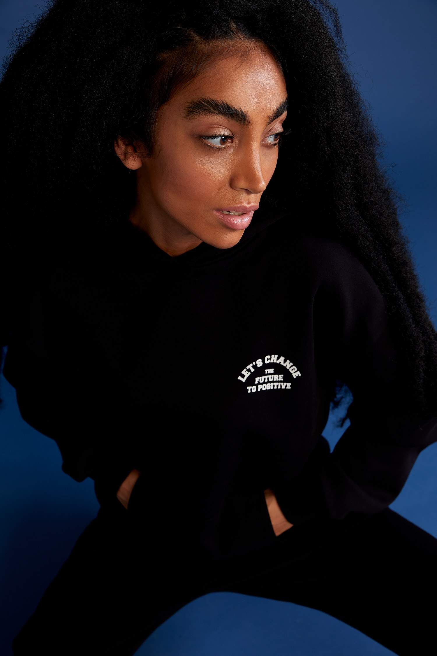 Defacto Fit Oversize Fit Slogan Baskılı Organik Pamuklu Cepli Kapüşonlu Sweatshirt