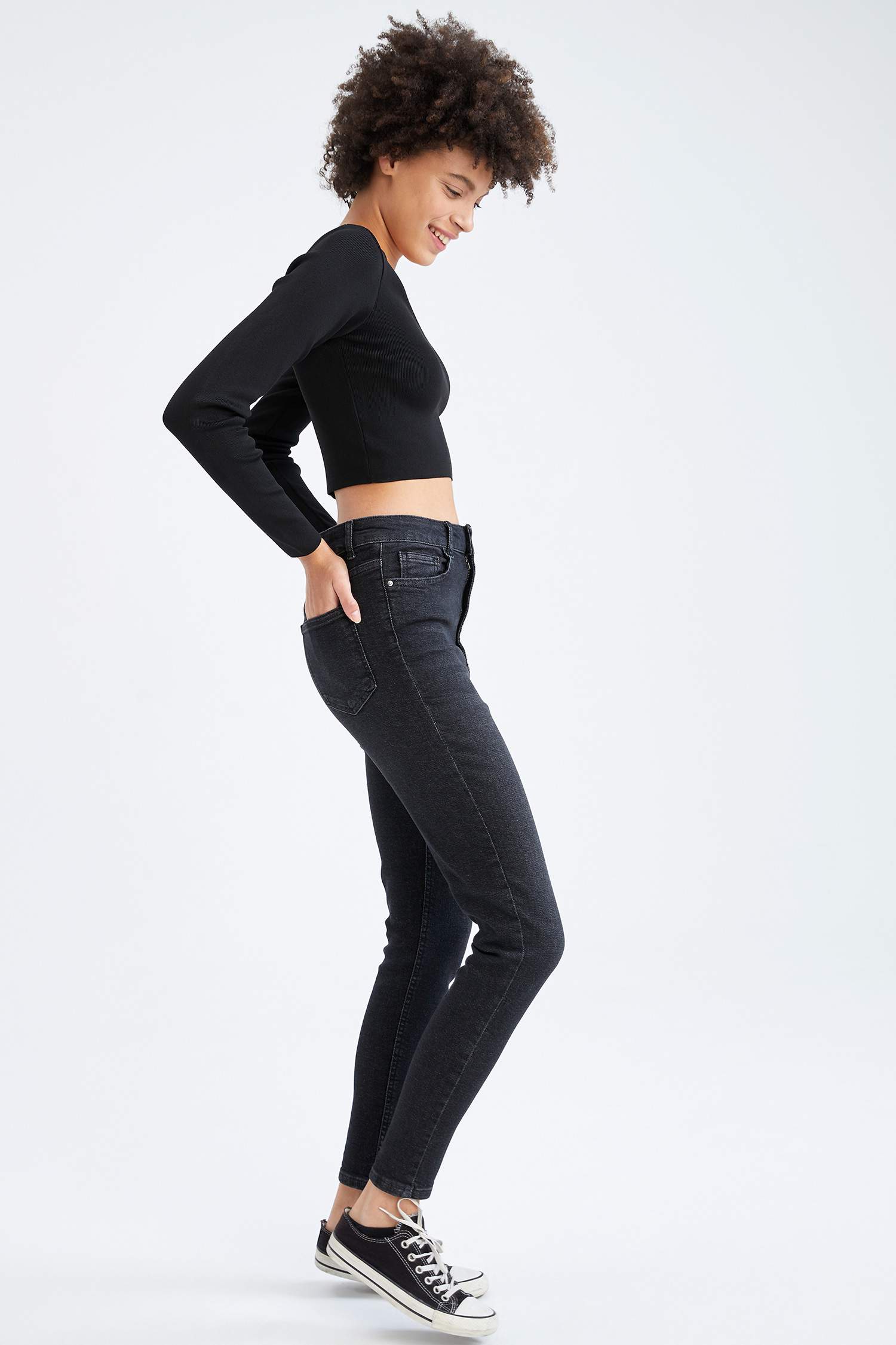 Vintage Skinny Fit Ekstra Yüksek Bel Jean Pantolon