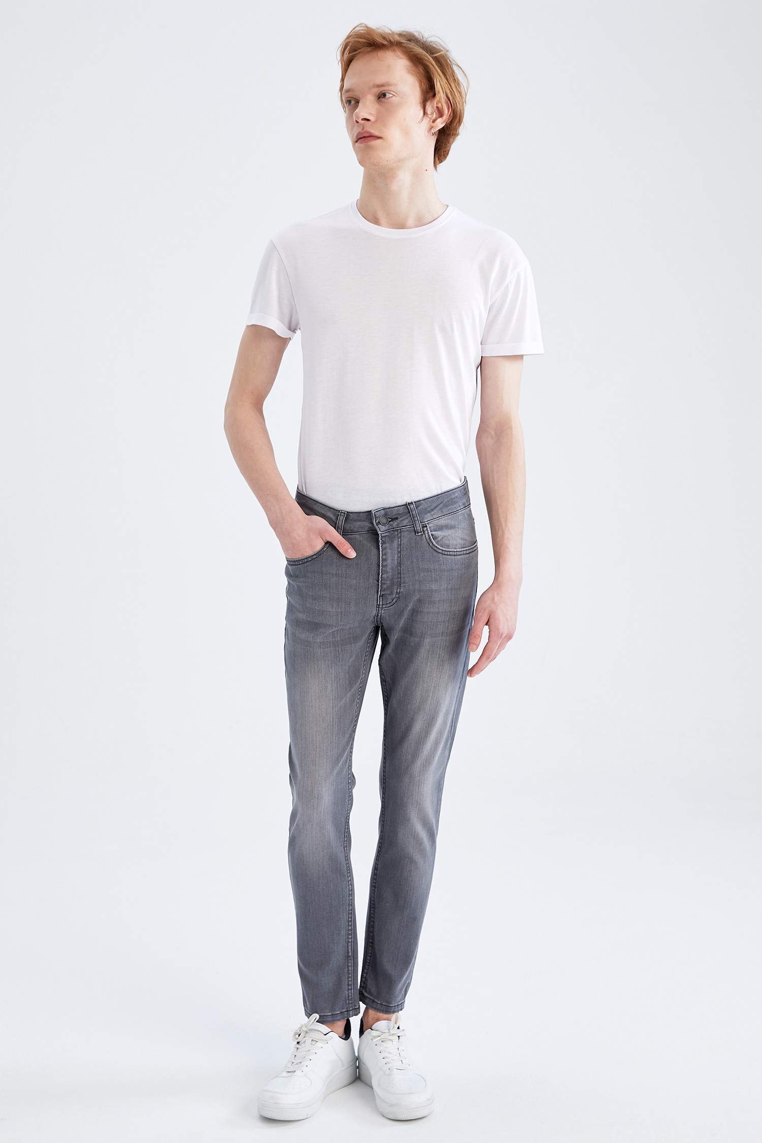 Super Skinny Normal Bel Dar Paça Geri Dönüşümlü Jean Pantolon