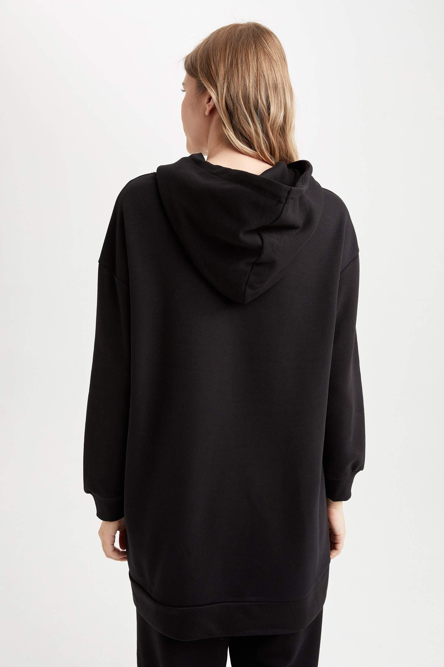 Oversize Fit Kapüşonlu Baskılı Sweatshirt Tunik