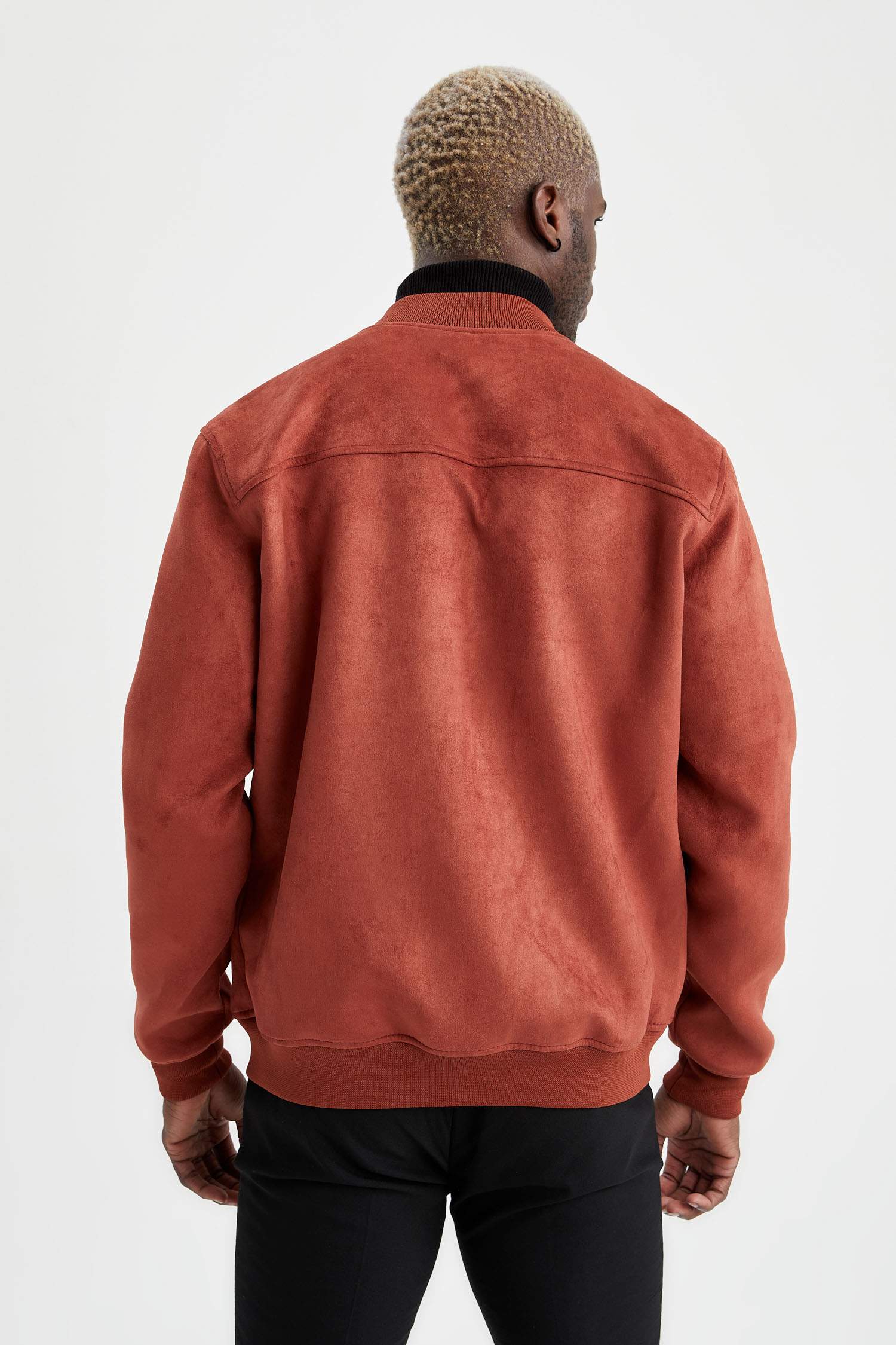 Süet Kolej Yaka Bomber Mont