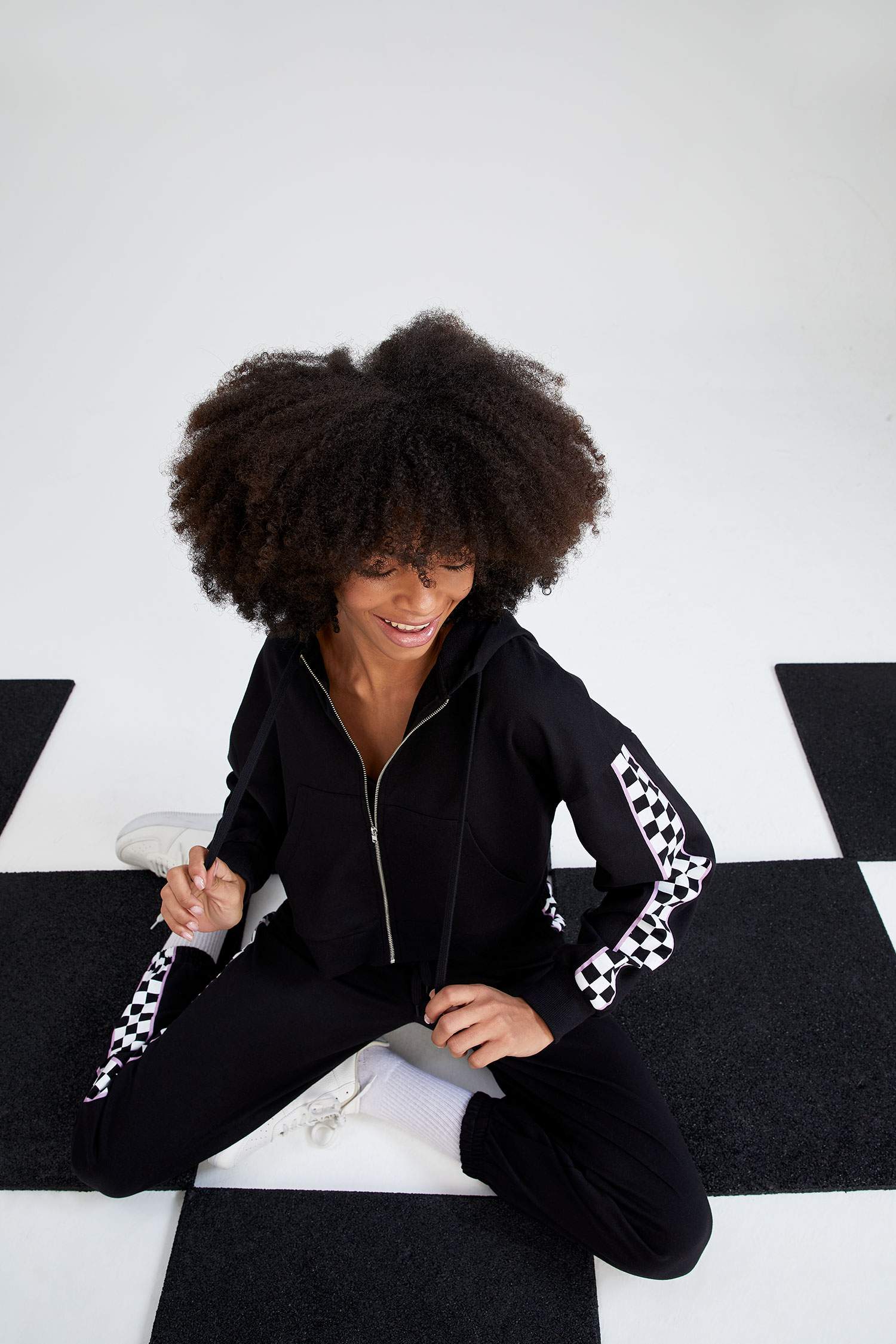 Regular Fit Dama Baskılı Kapüşonlu Sweat Hırka