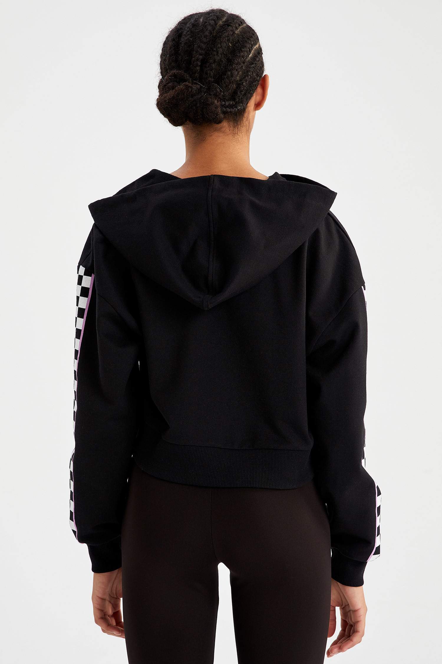 Regular Fit Dama Baskılı Kapüşonlu Sweat Hırka