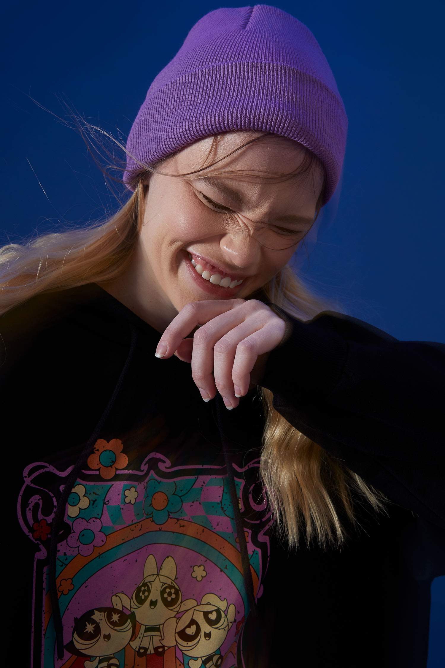Coool PowerPuff Girls Lisanslı Kapüşonlu Oversize Fit Uzun Kollu Sweatshirt