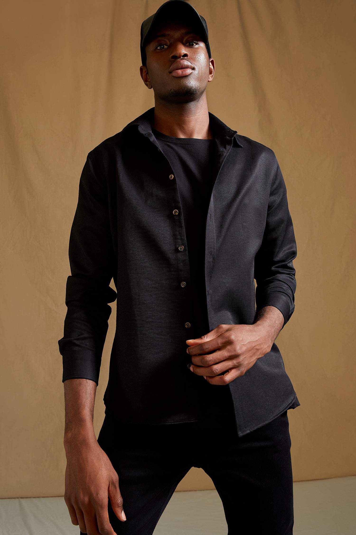 Slim Fit Polo Yaka Uzun Kollu Gömlek