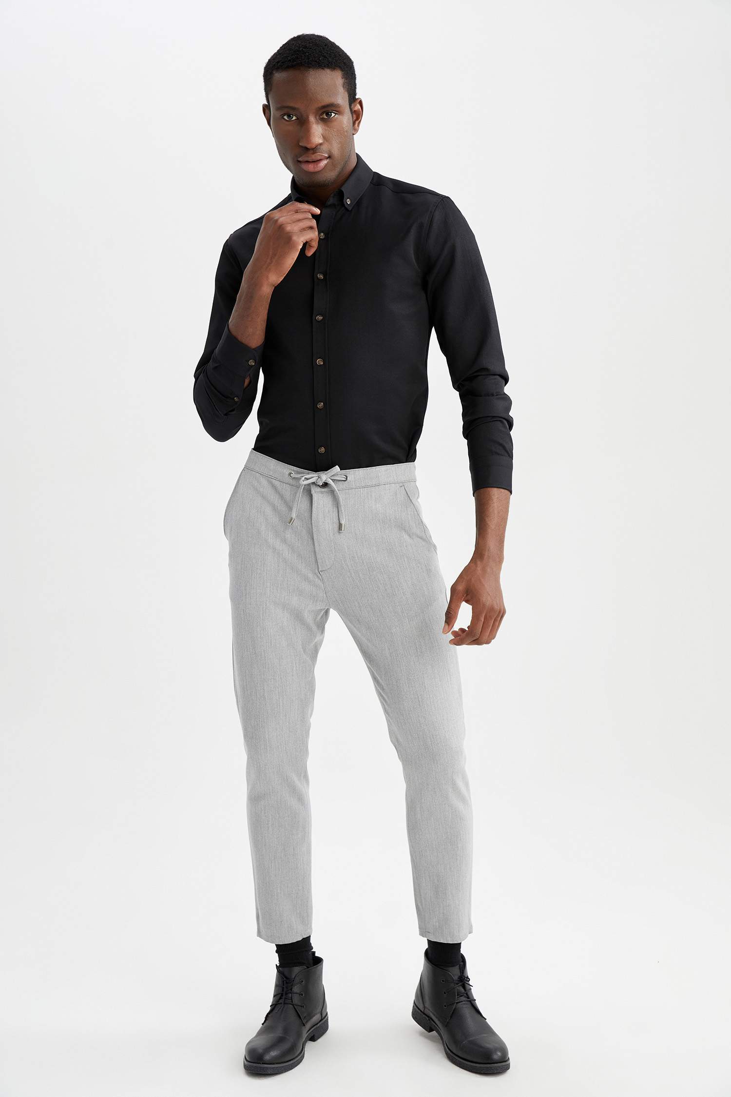 Slim Fit Polo Yaka Uzun Kollu Gömlek