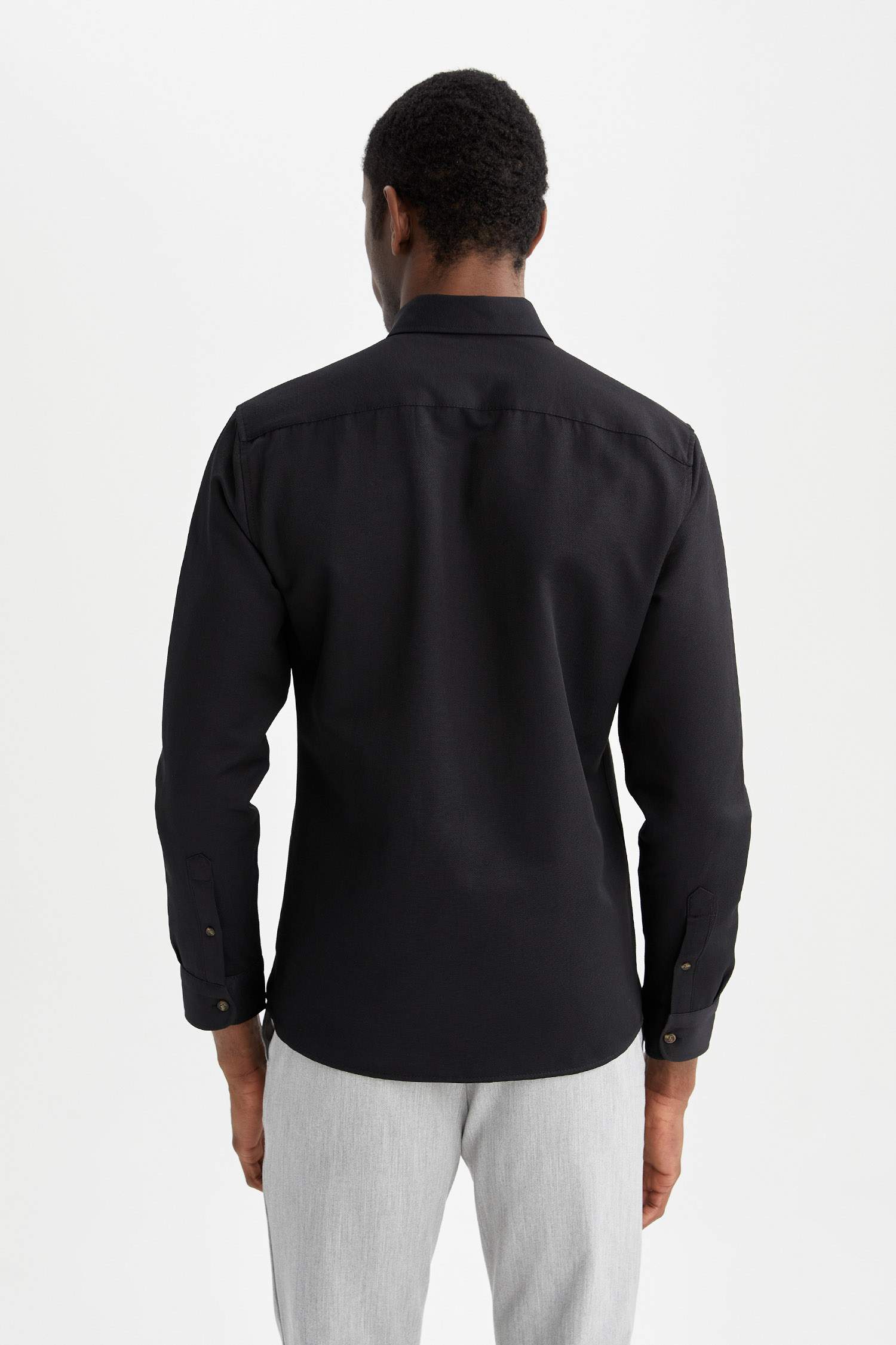 Slim Fit Polo Yaka Uzun Kollu Gömlek