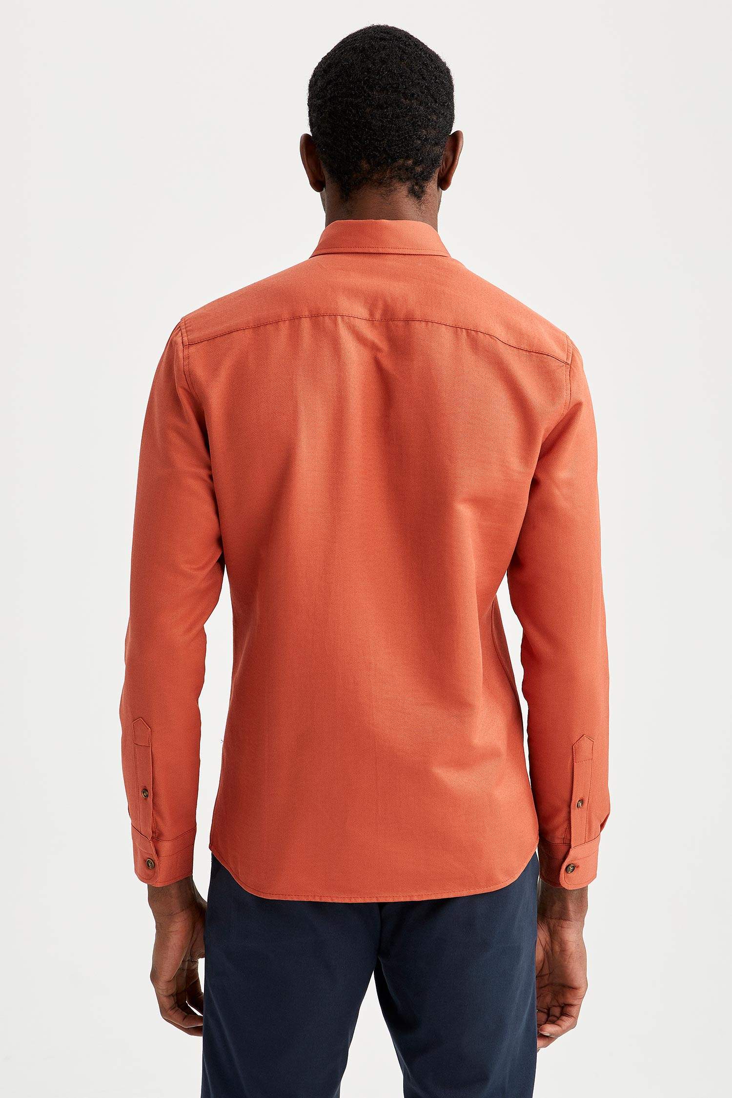 Slim Fit Polo Yaka Uzun Kollu Gömlek