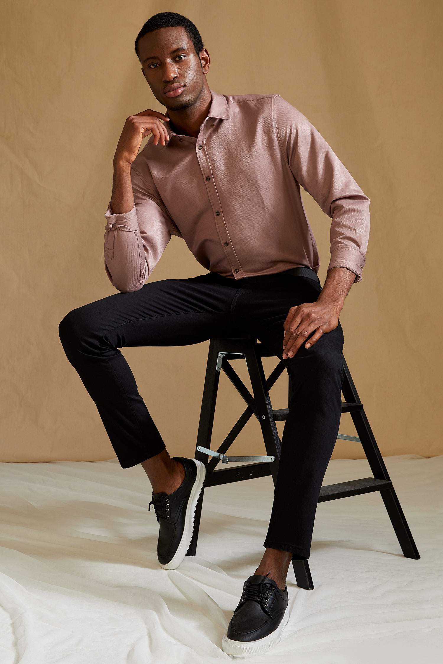 Slim Fit Polo Yaka Uzun Kollu Gömlek
