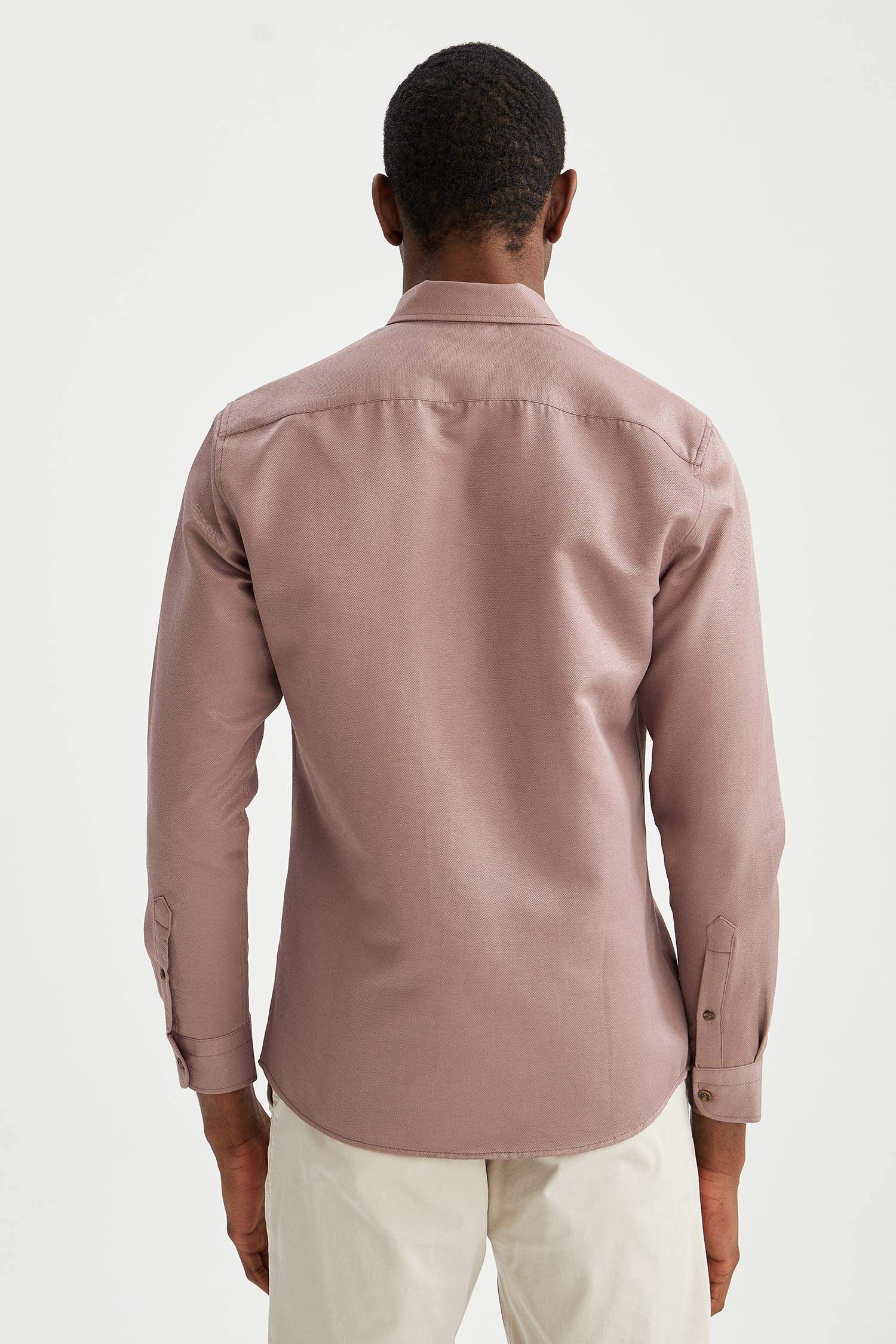 Slim Fit Polo Yaka Uzun Kollu Gömlek
