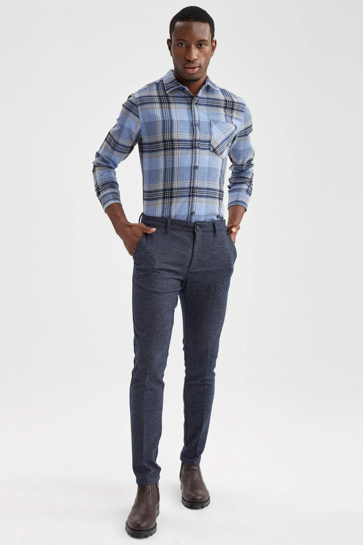 Modern Fit Polo Yaka Uzun Kollu Gömlek