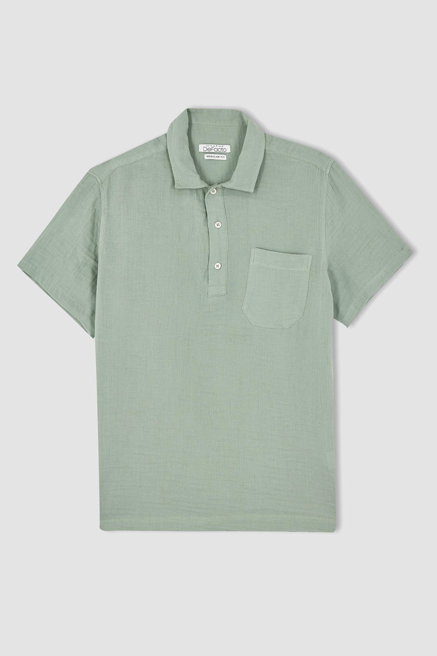 Regular Fit Polo Düğmeli Yaka Kısa Kollu Gömlek