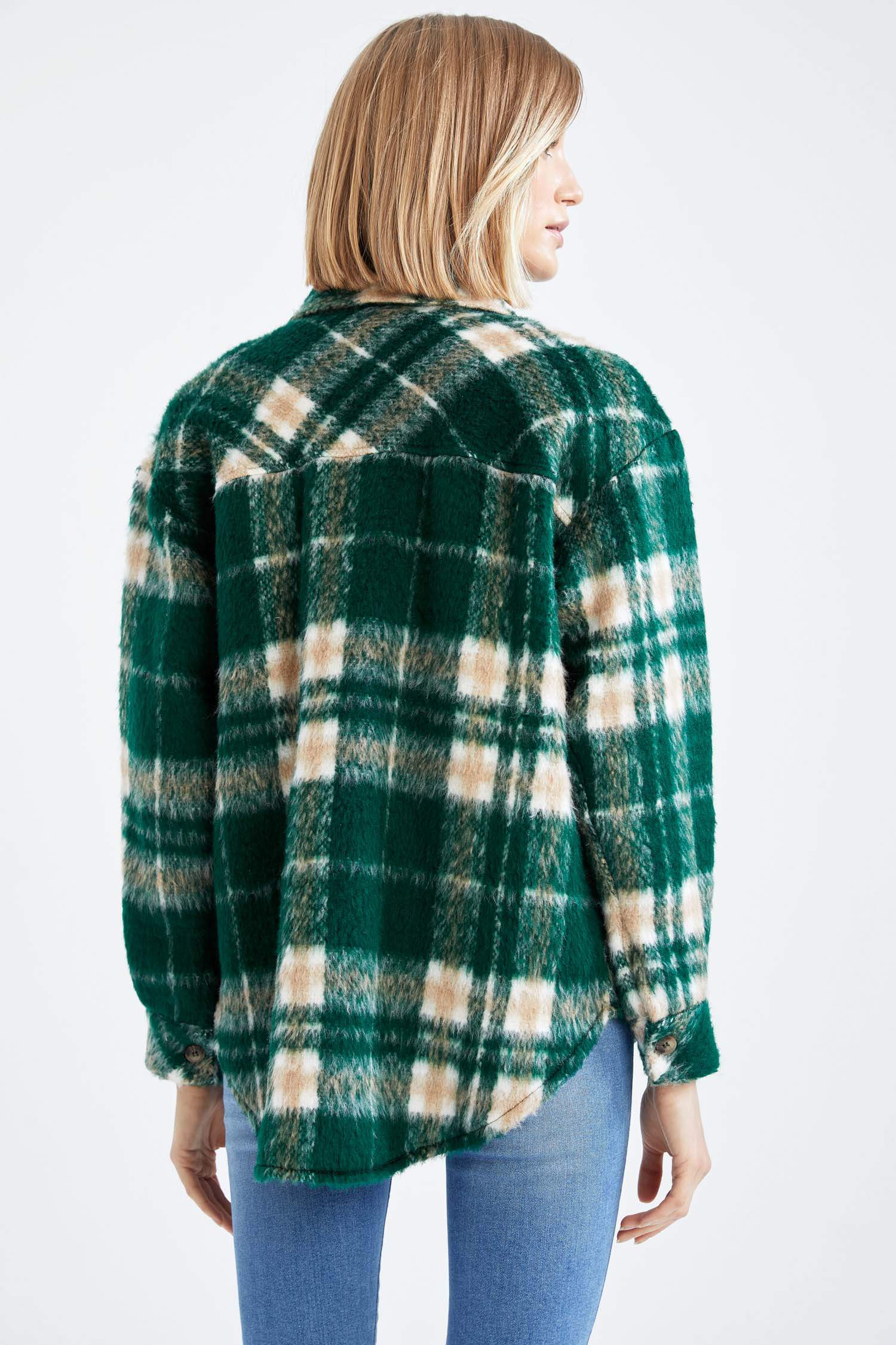 Kareli Oversize Fit Uzun Kollu Gömlek