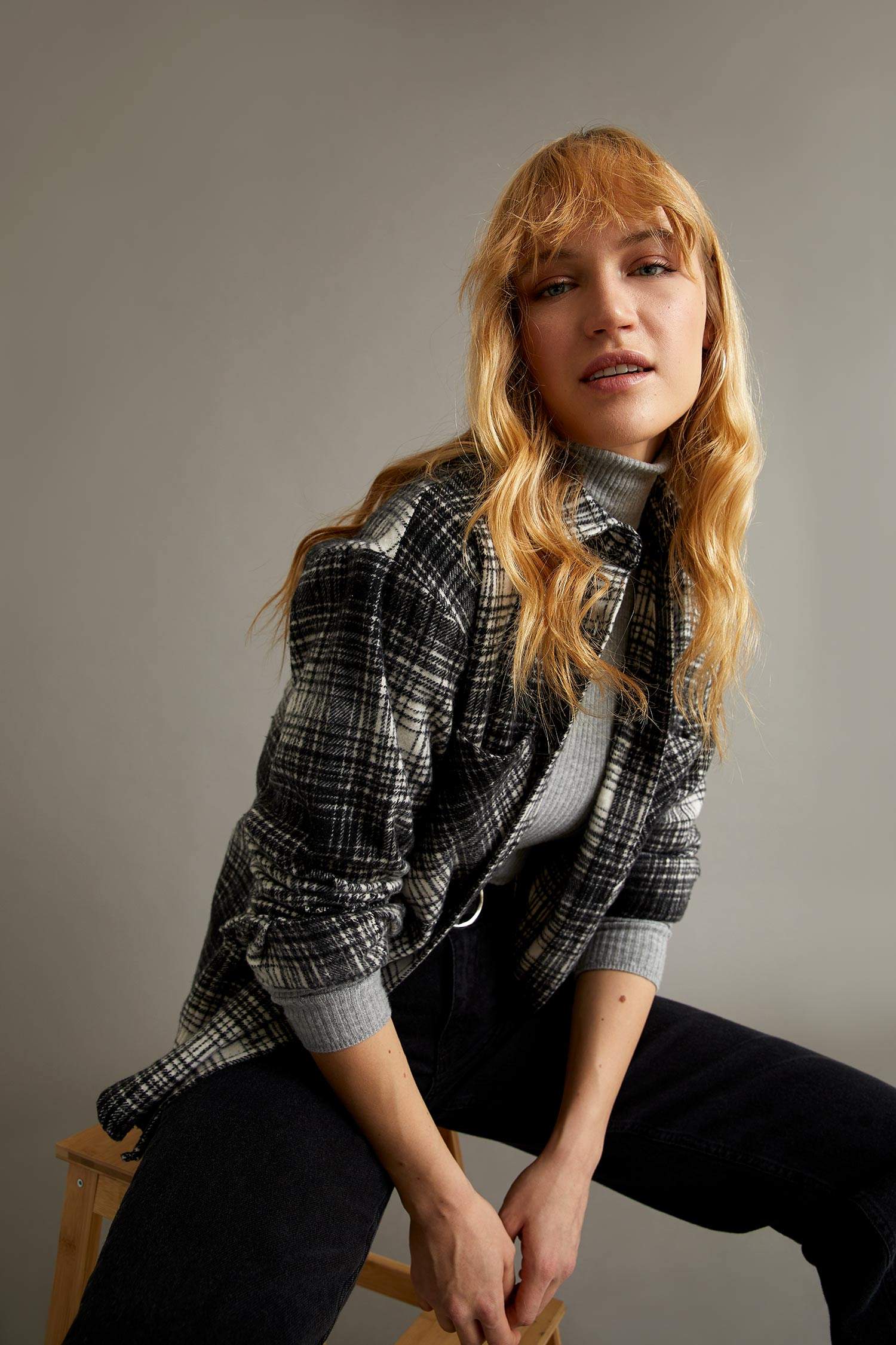 Regular Fit Ekose Desenli Cep Detaylı Flanel Oduncu Gömlek Tunik