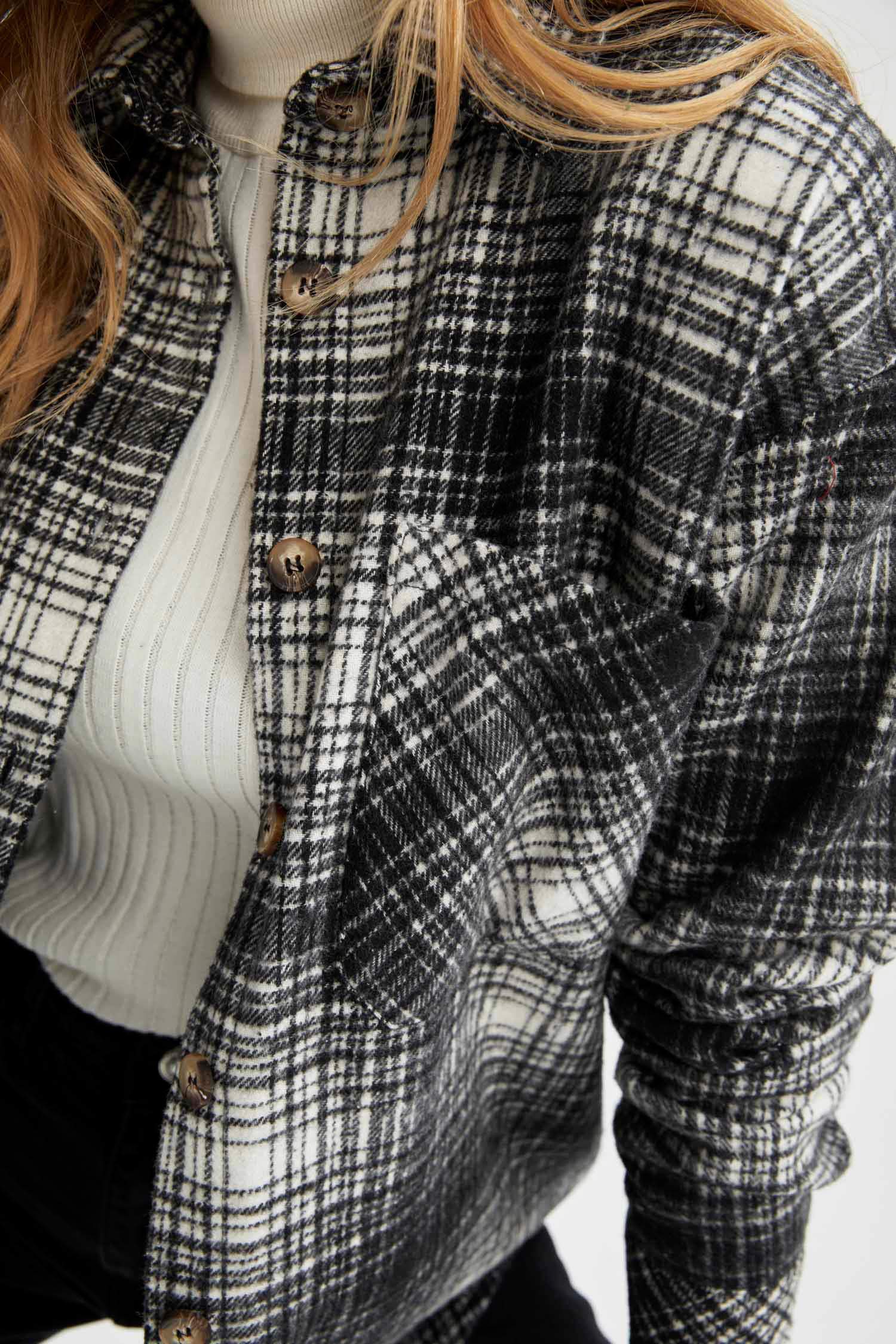 Regular Fit Ekose Desenli Cep Detaylı Flanel Oduncu Gömlek Tunik