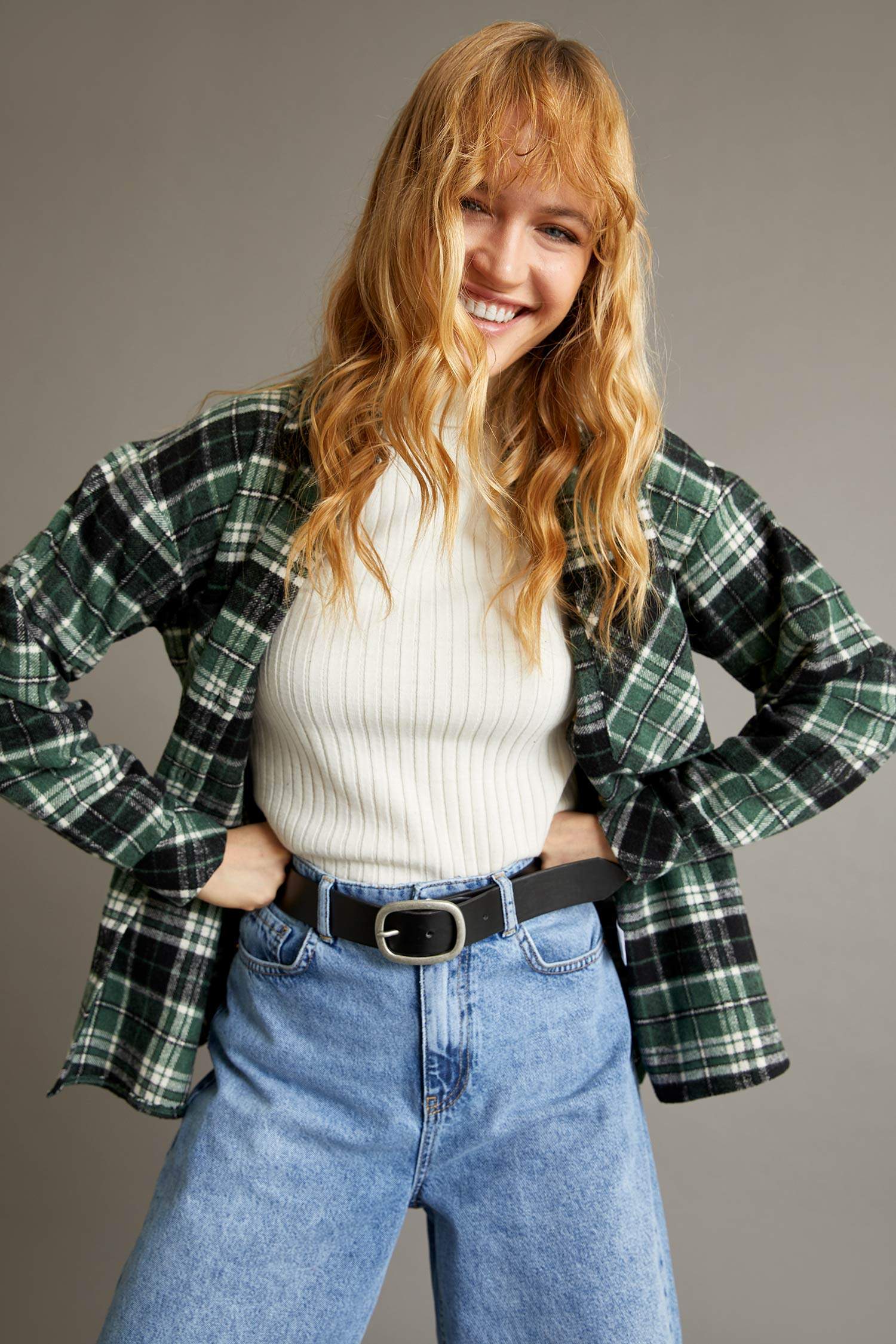 Regular Fit Ekose Desenli Cep Detaylı Flanel Oduncu Gömlek Tunik