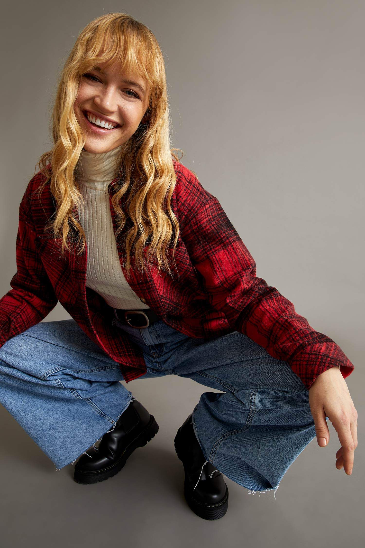 Regular Fit Ekose Desenli Cep Detaylı Flanel Oduncu Gömlek Tunik