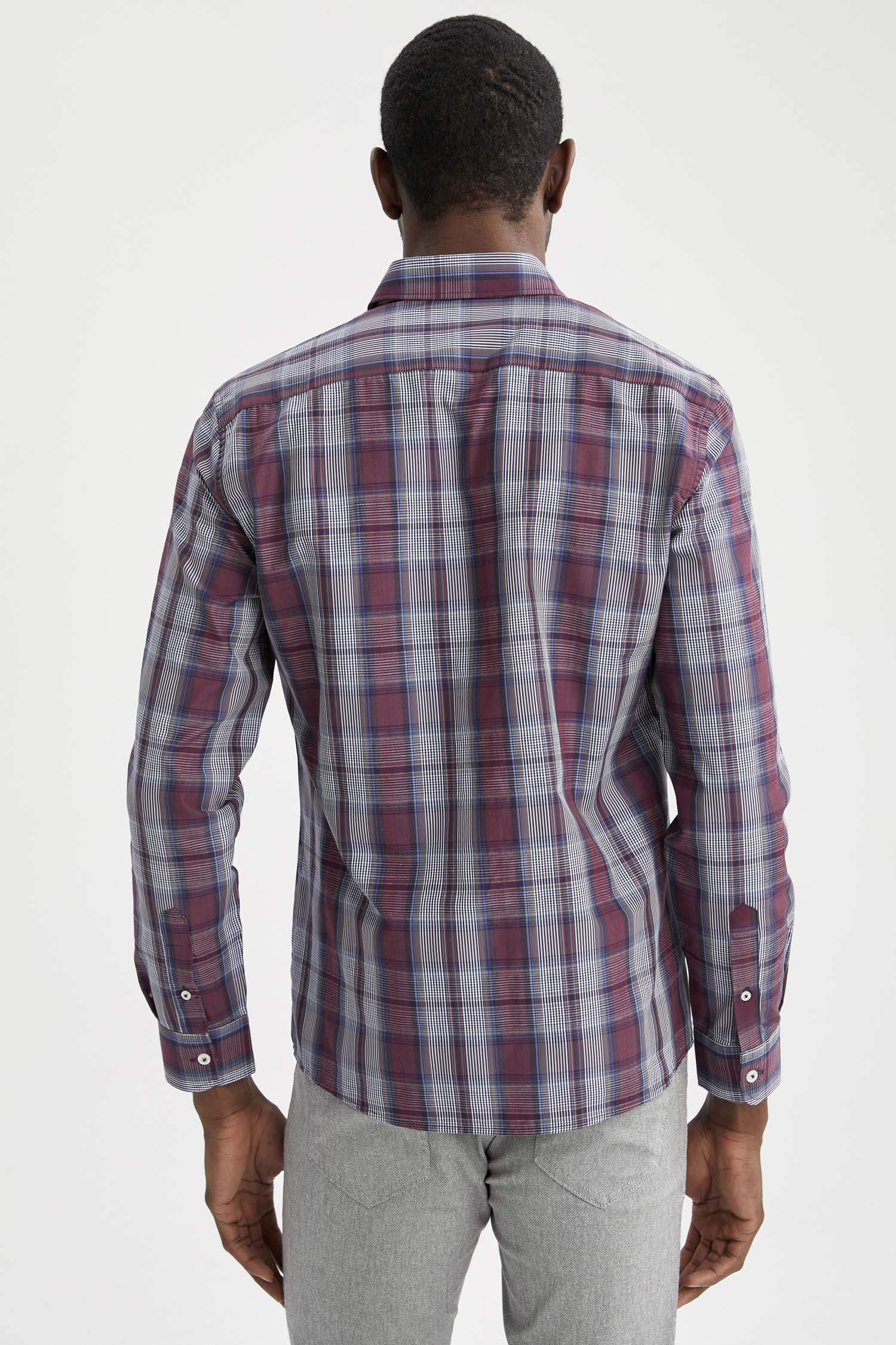 Modern Fit Ekose Desenli Uzun Kollu Gömlek