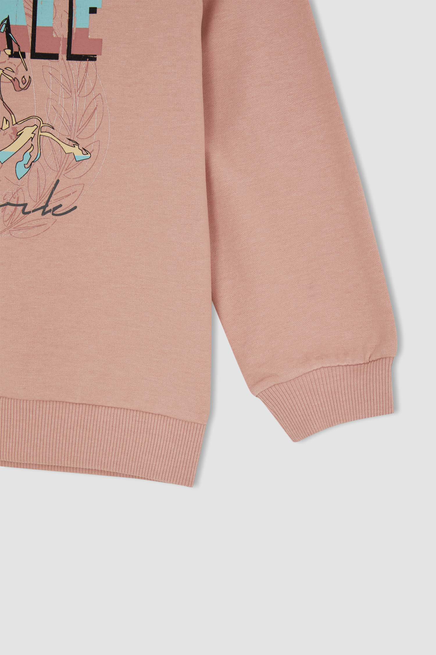 Kız Çocuk Regular Fit Bisiklet Yaka Unicorn Baskılı İçi Yumuşak Tüylü Sweatshirt
