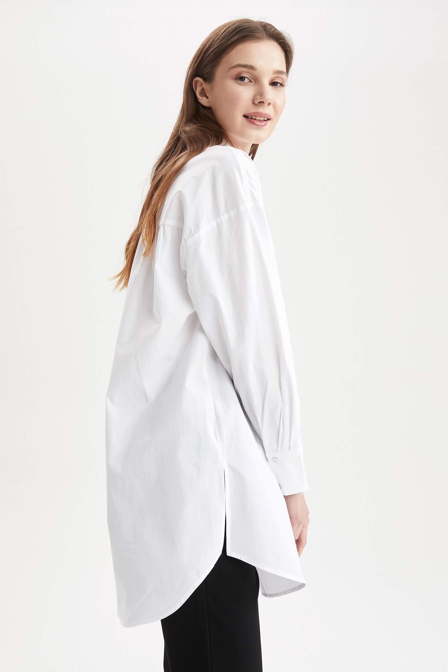 Relax Fit Uzun Kollu Poplin Gömlek Tunik
