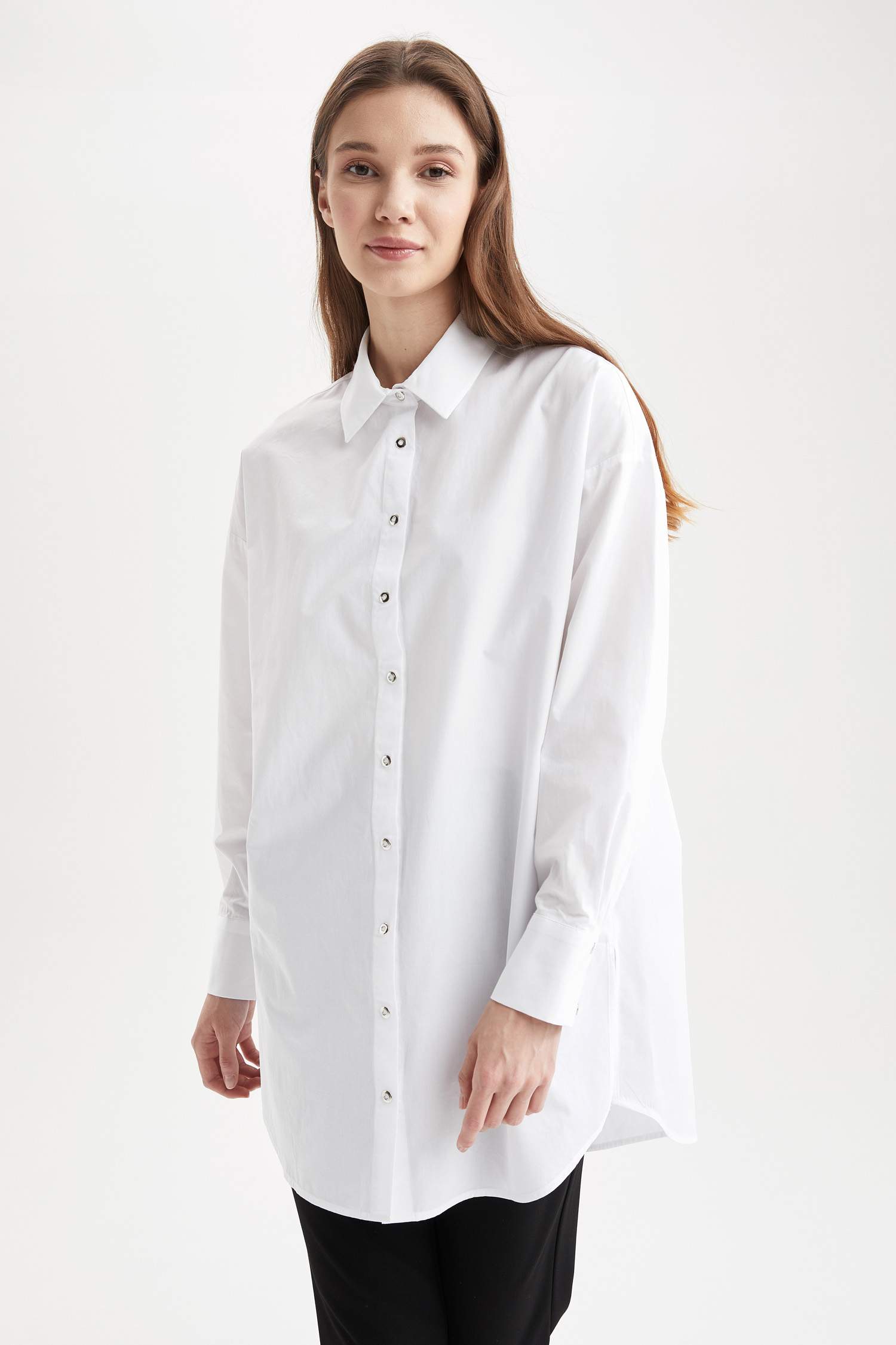 Relax Fit Uzun Kollu Poplin Gömlek Tunik
