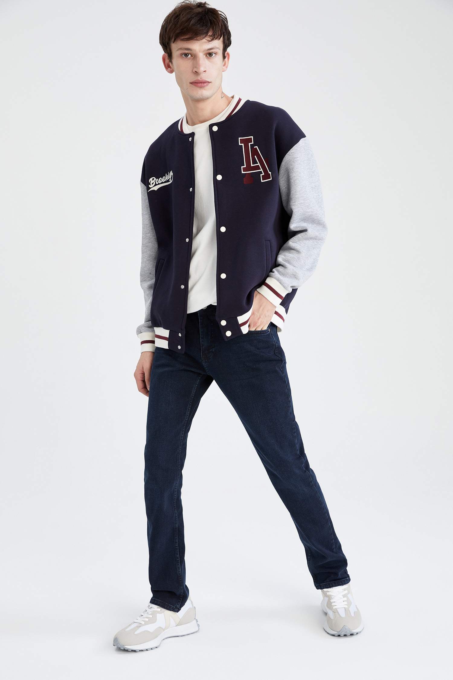 Oversize Fit Kolej Yaka Bomber Uzun Kollu İçi Yumuşak Tüylü Hırka