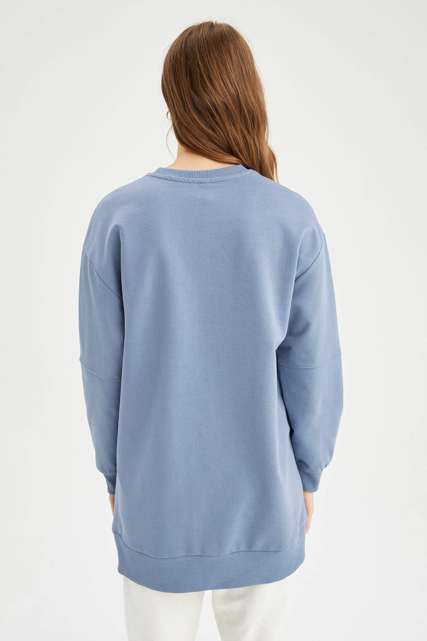 Oversize Fit Bisiklet Yaka İçi Yumuşak Tüylü Sweathirt Tunik