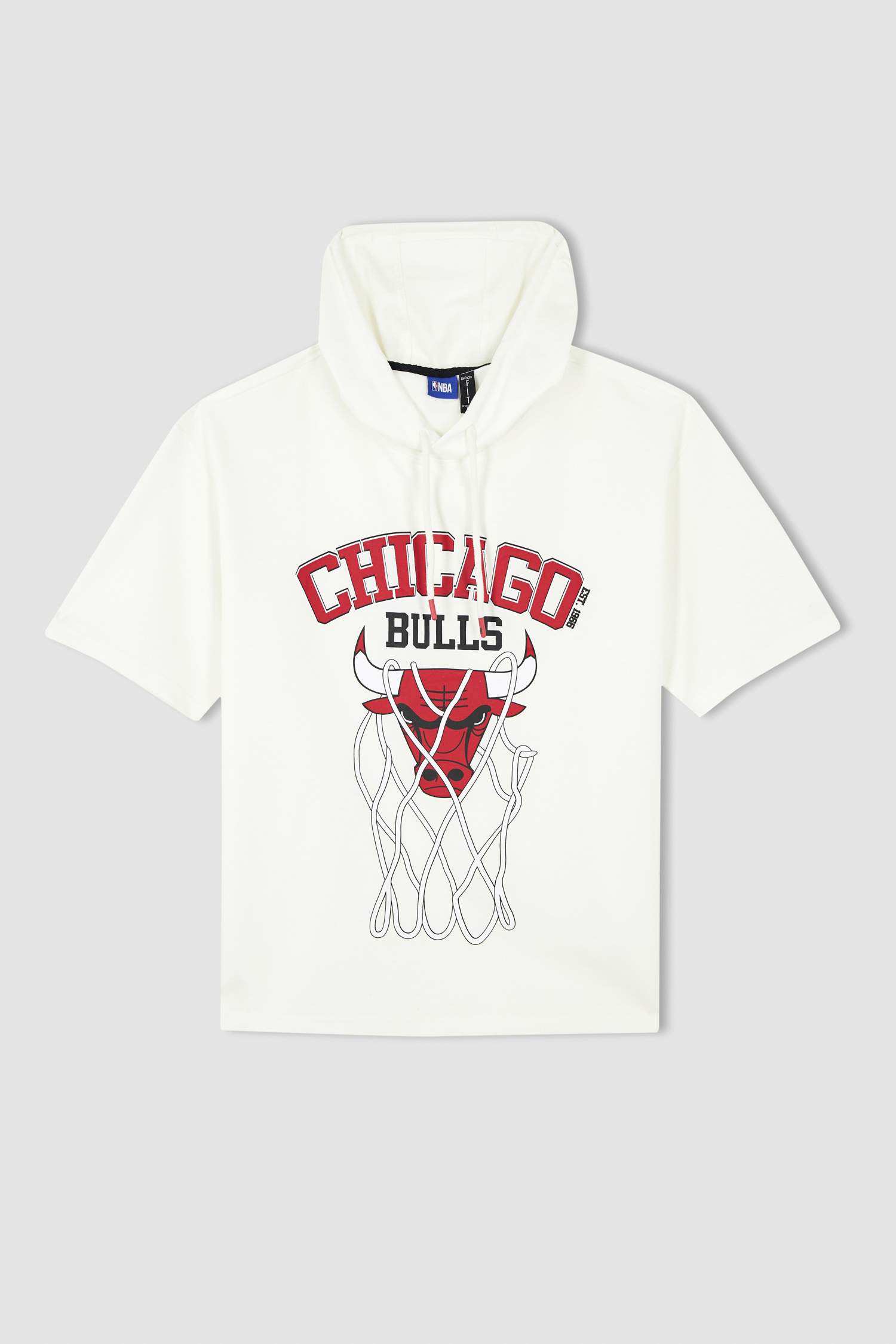 Defacto Fit NBA Chicago Bulls Lisanslı Oversize Fit Kapüşonlu Tişört