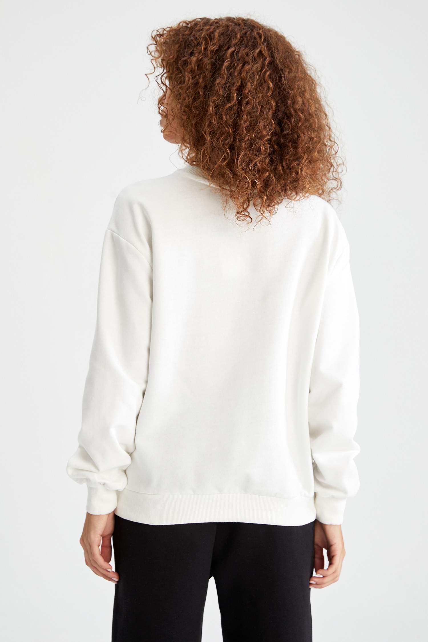 Kolej Baskılı Bisiklet Yaka Relax Fit Sweatshirt
