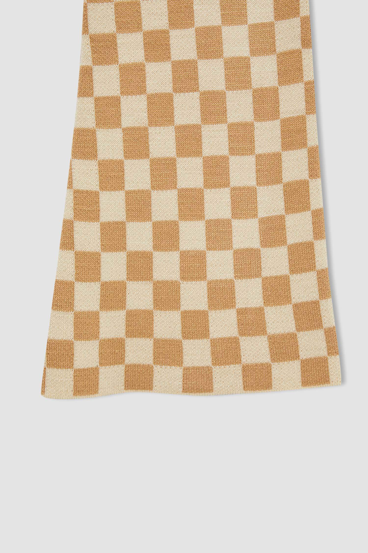 Kız Çocuk Regular Fit Dama Desenli Geniş Paça Triko Tayt