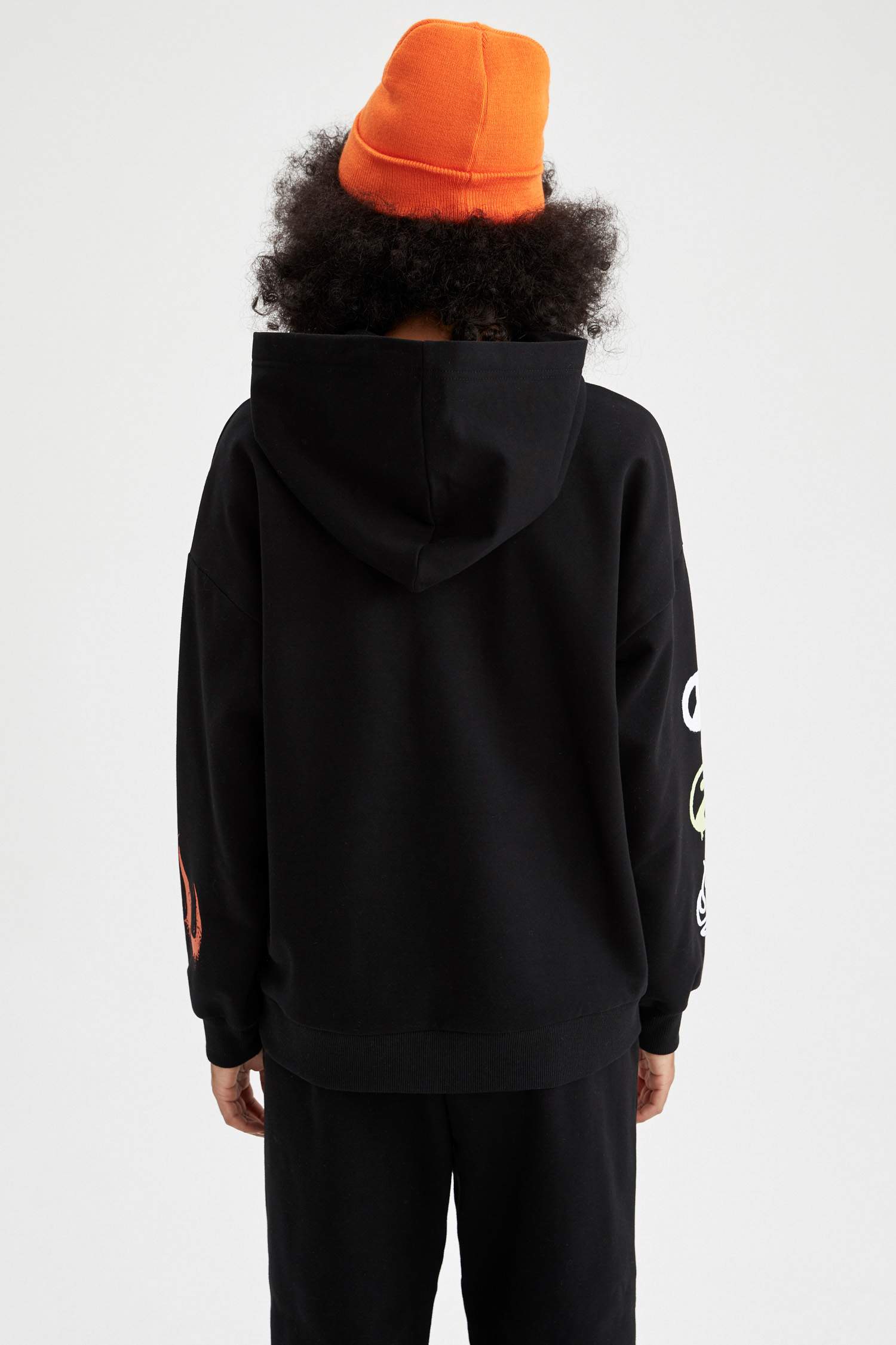 Coool Oversize Fit Slogan Baskılı Kapüşonlu Uzun Kollu Sweatshirt